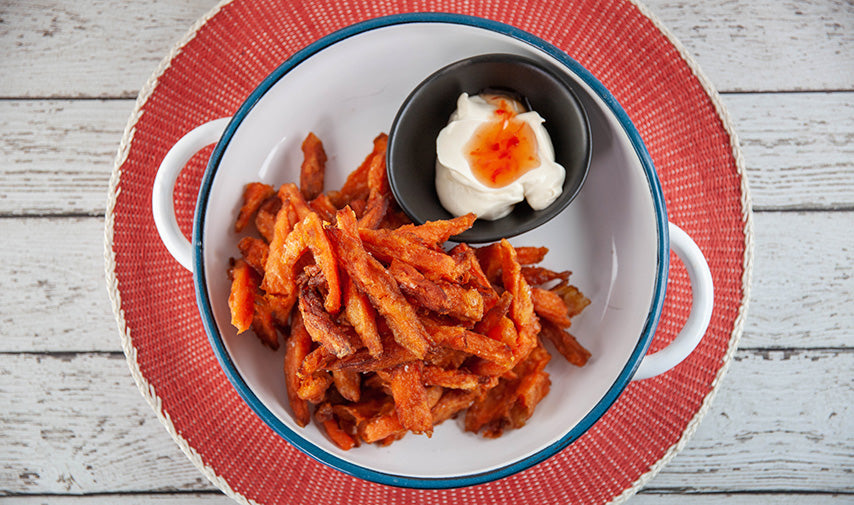 Sweet Potato Wedges with Sour Cream Sauce