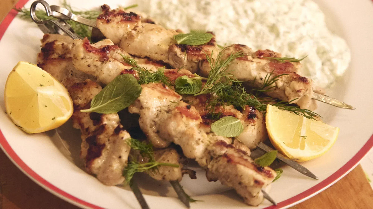 Chicken Skewers with Tzatziki | Vikki Moursellas Recipe