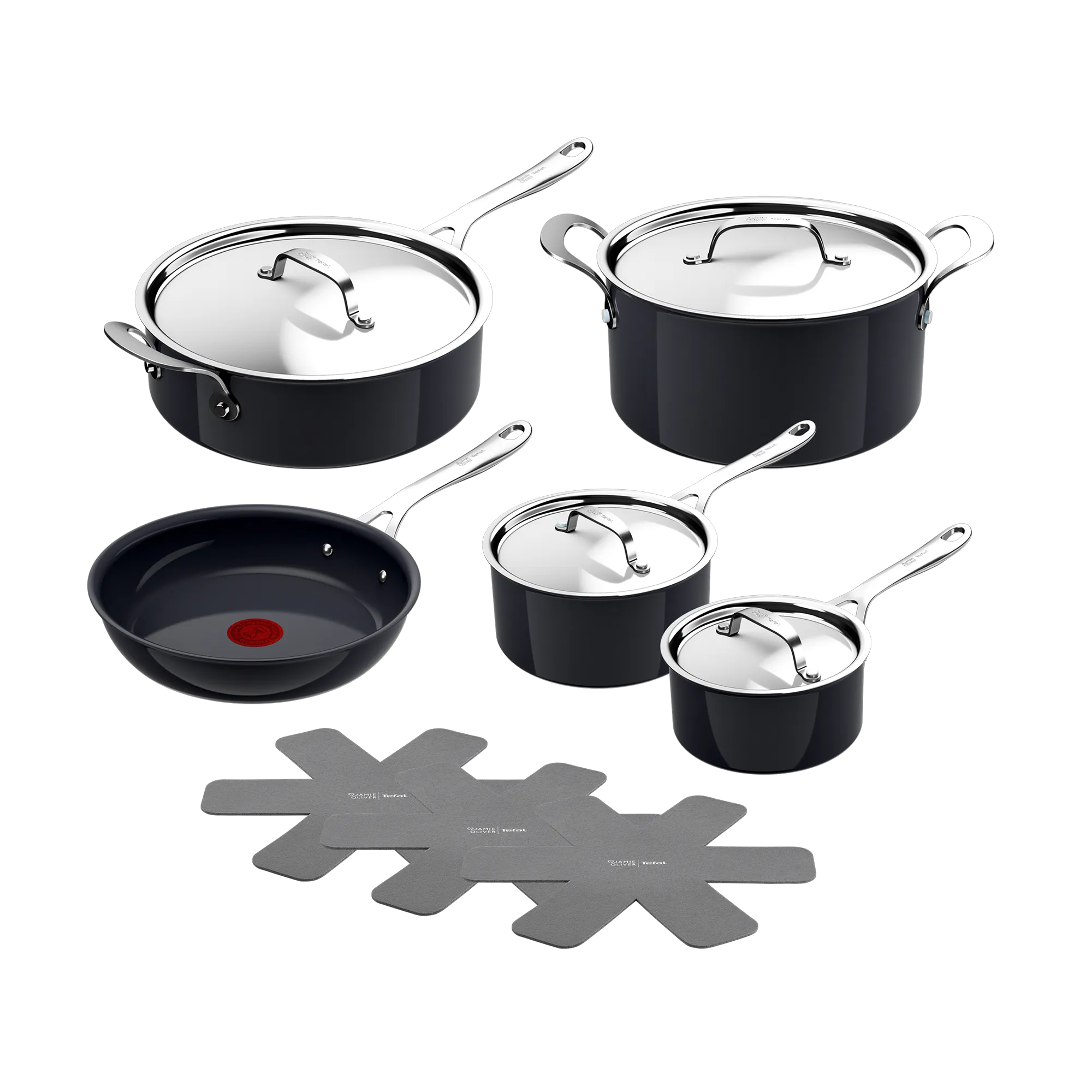 Jamie Oliver by Tefal Enjoy Ceramic Induction Hard Anodised 5pc Set + Bonus Pan Protectors