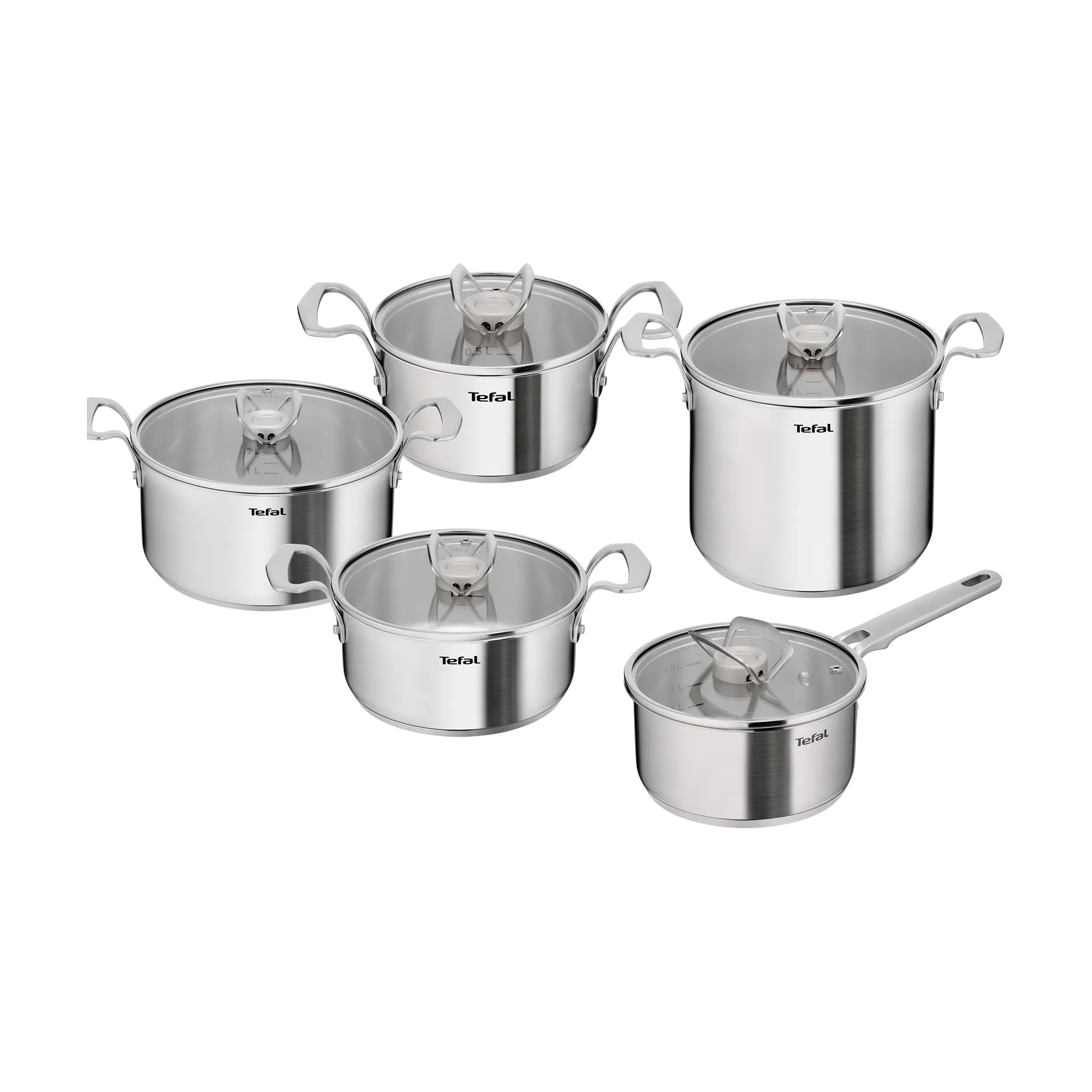 Tefal Space+ Extreme Induction Stainless Steel 5pc Pot Set