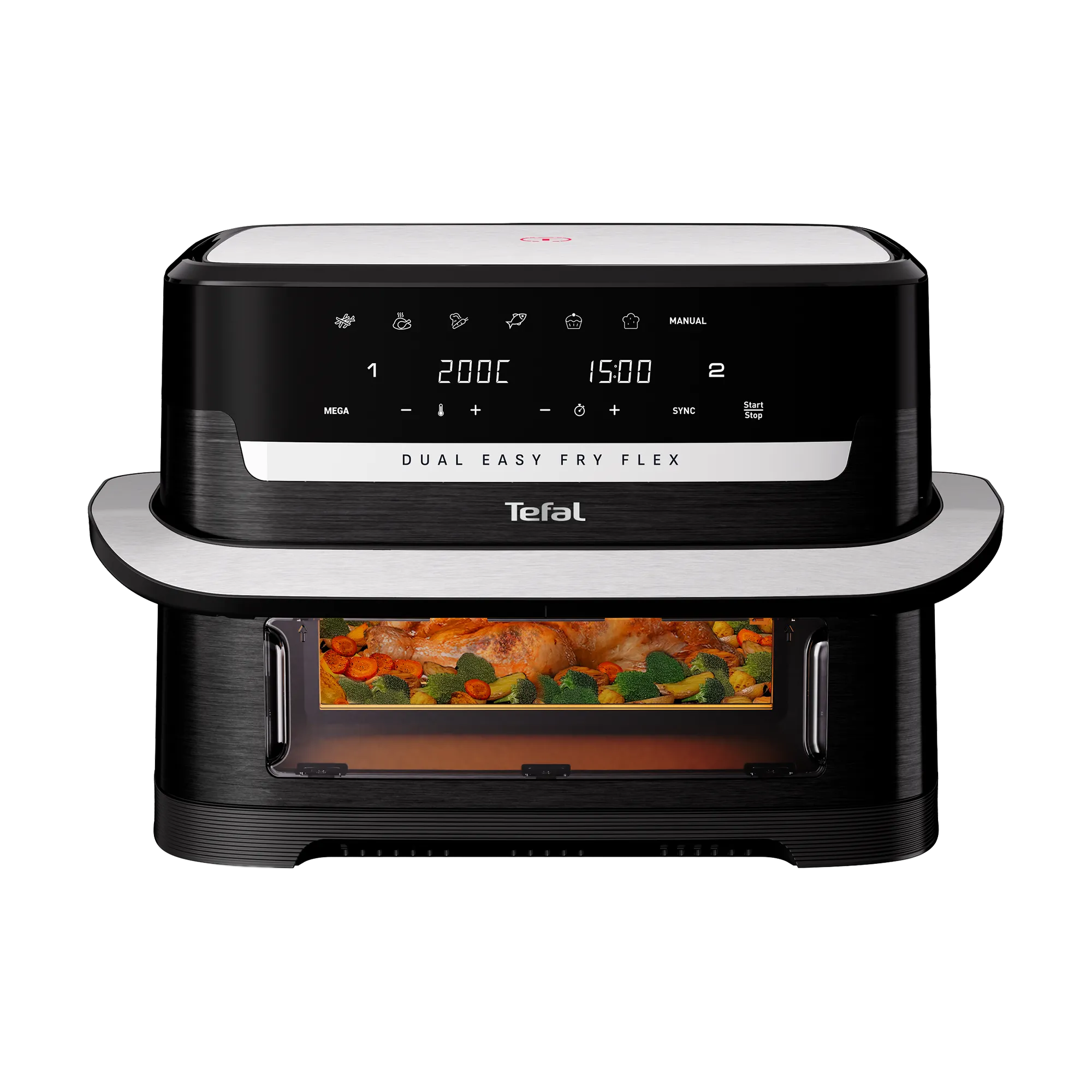 Tefal Dual Easy Fry Flex Black Air Fryer EY9228