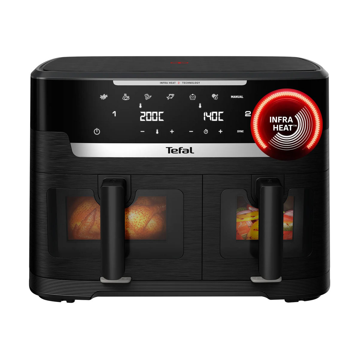 Tefal Ever Fry Infra Heat Dual 11L Detachable Front Air Fryer EY9488 with infra red technology