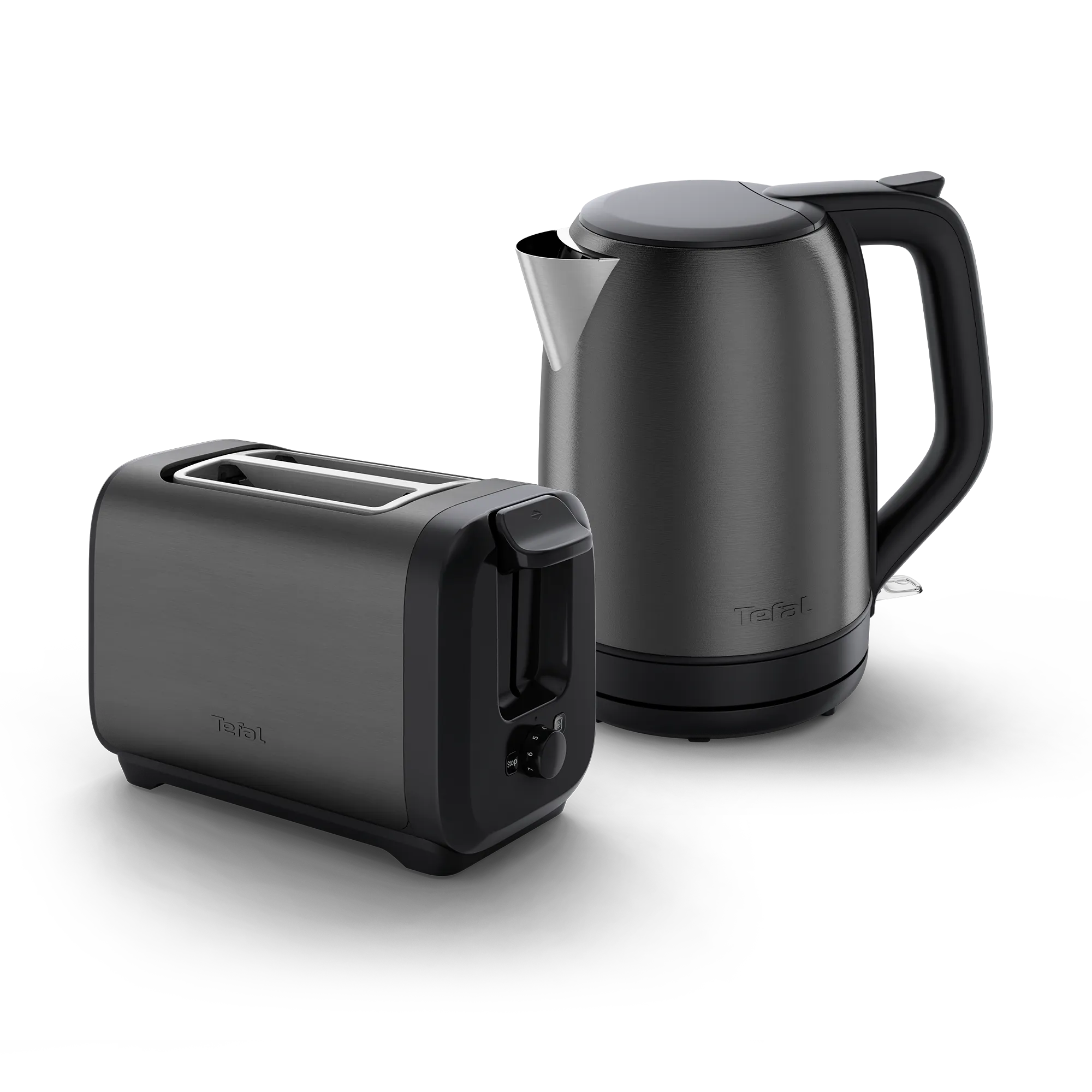 Tefal Subito Black Stainless Steel Toaster & Kettle Breakfast Set TT5SA8