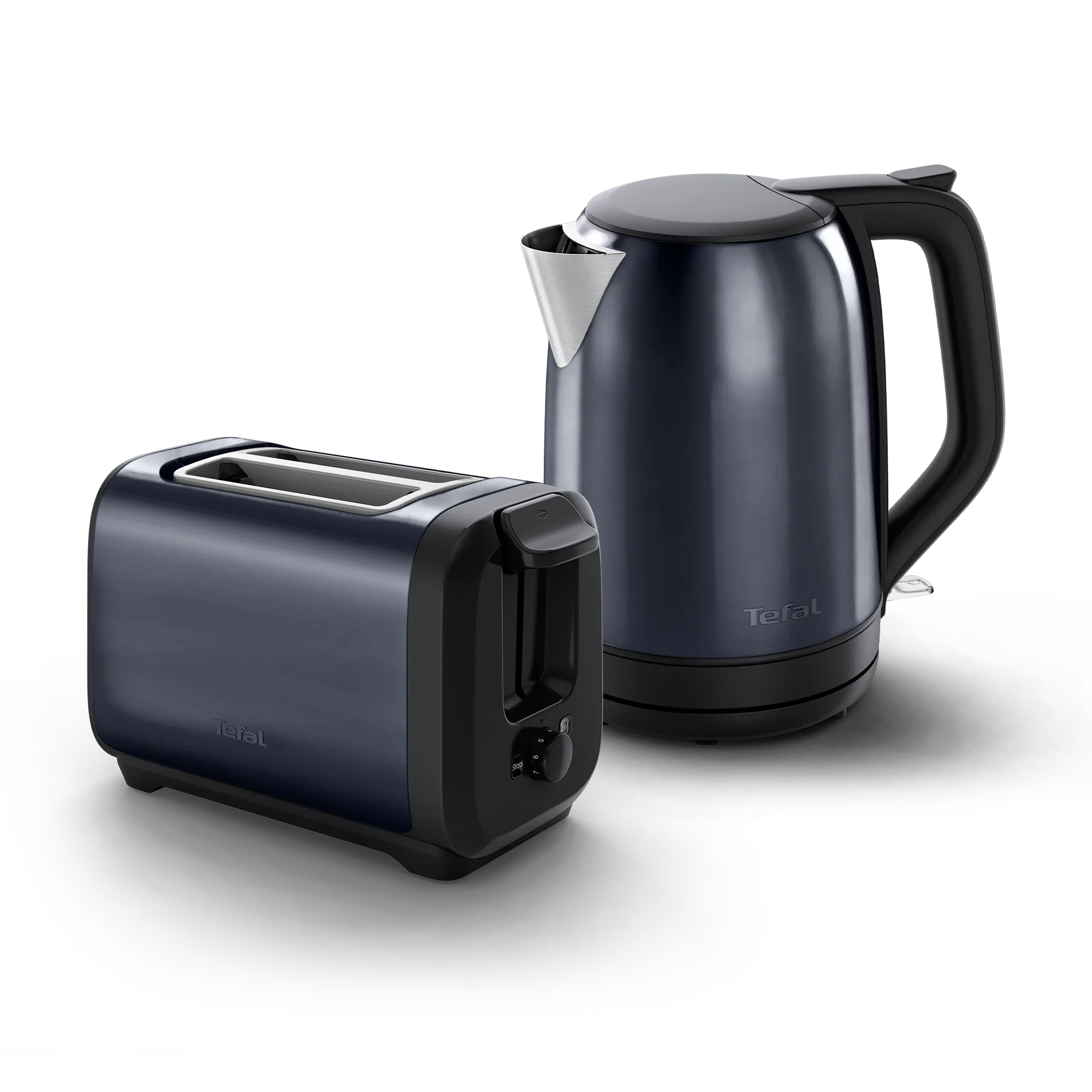 Tefal Subito Black Knight Stainless Steel Toaster & Kettle Breakfast Set TT5SAN
