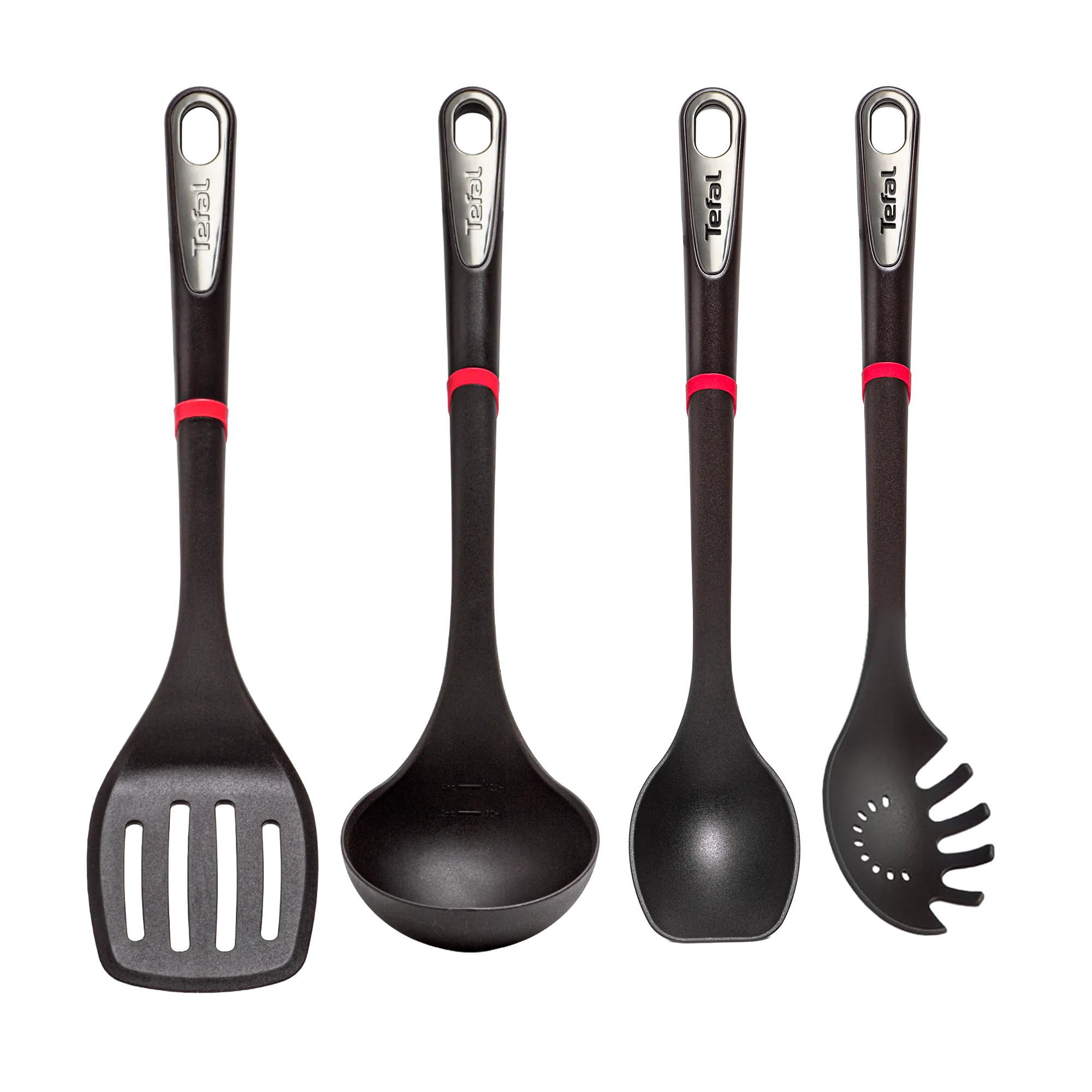 Tefal Ingenio Nylon Kitchen Utensil Essentials Set with slotted turner, ladle, spoon and pasta spoon