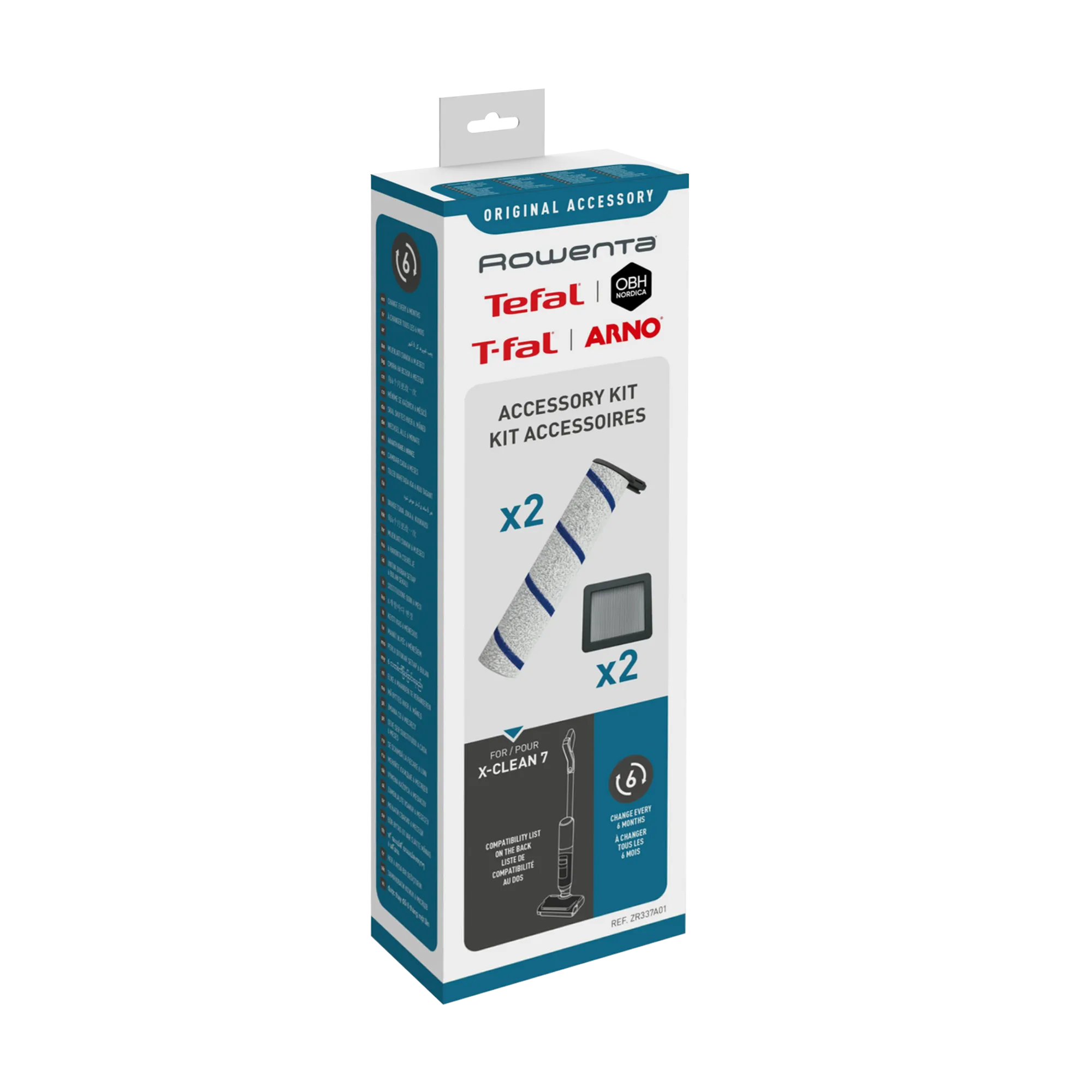 Tefal X-Clean 7 Accessory Kit - 2x Rollers 2x Filters - ZR337A01 Packaging
