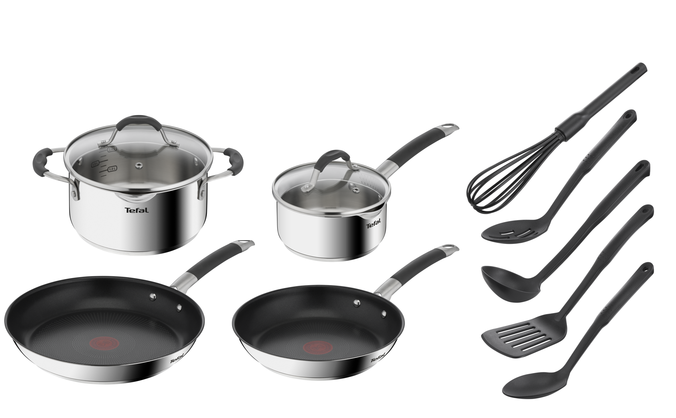User manual and frequently asked questions Tefal Illico Induction Stainless Steel 4pc Set + Utensils