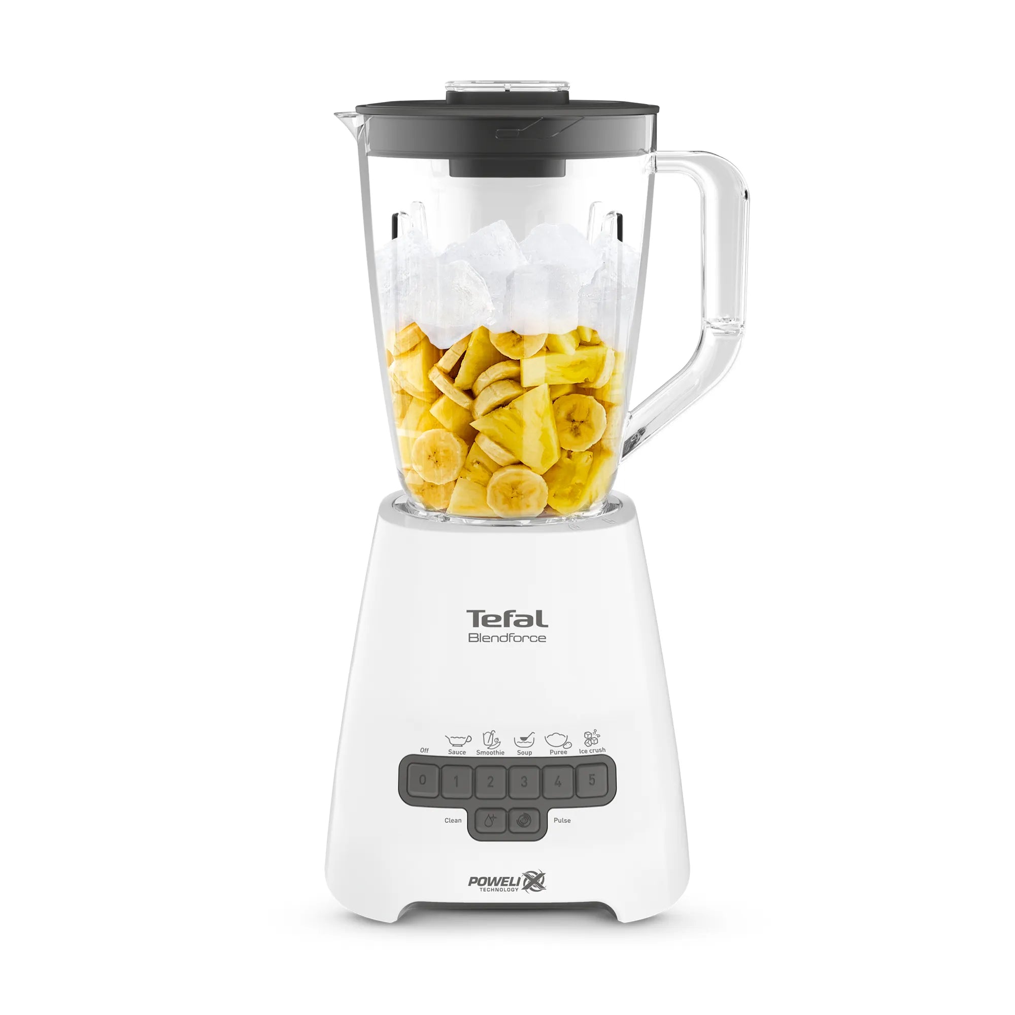 Tefal Blendforce 2 Piano Blender BL477 with Bananas and ice