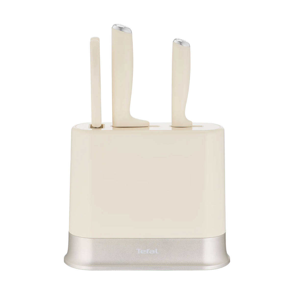 Tefal Eversharp Daily Rise Beige Knife Block 3pc Set with Integrated Sharpener
