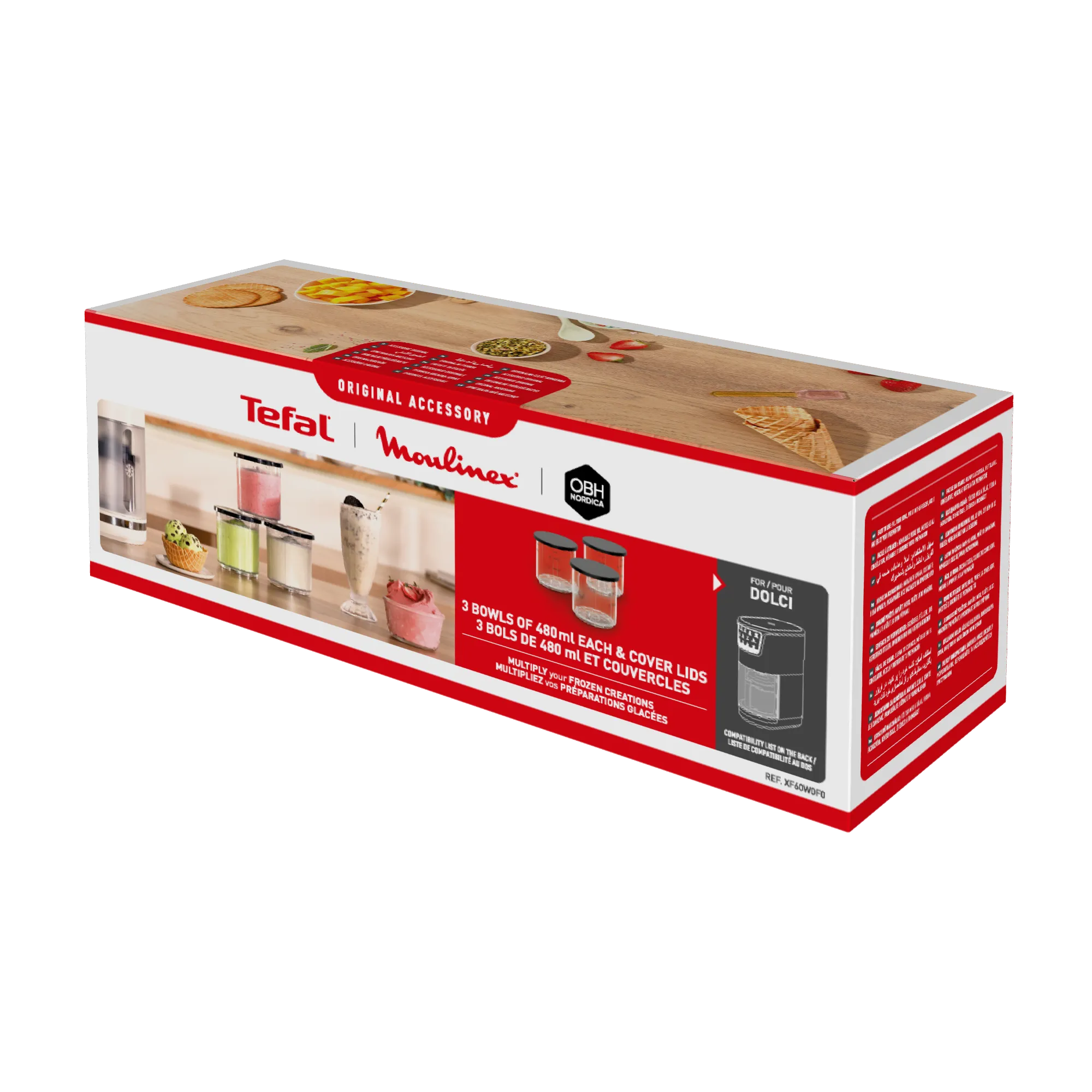 Tefal Dolci Ice Cream Maker Accessory - Bowls 3 Pack Packaging