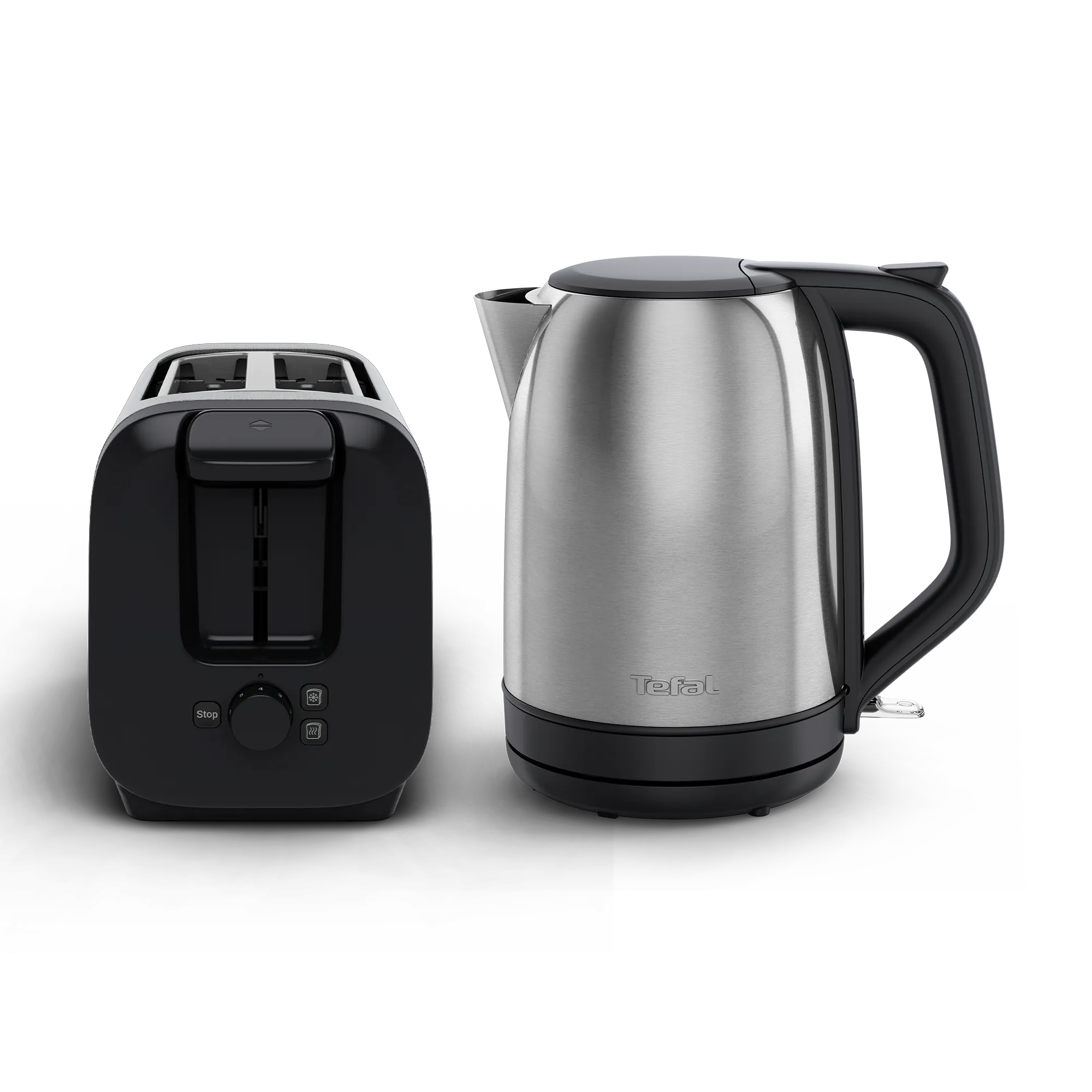 Tefal Subito Stainless Steel Toaster & Kettle Breakfast Set front view