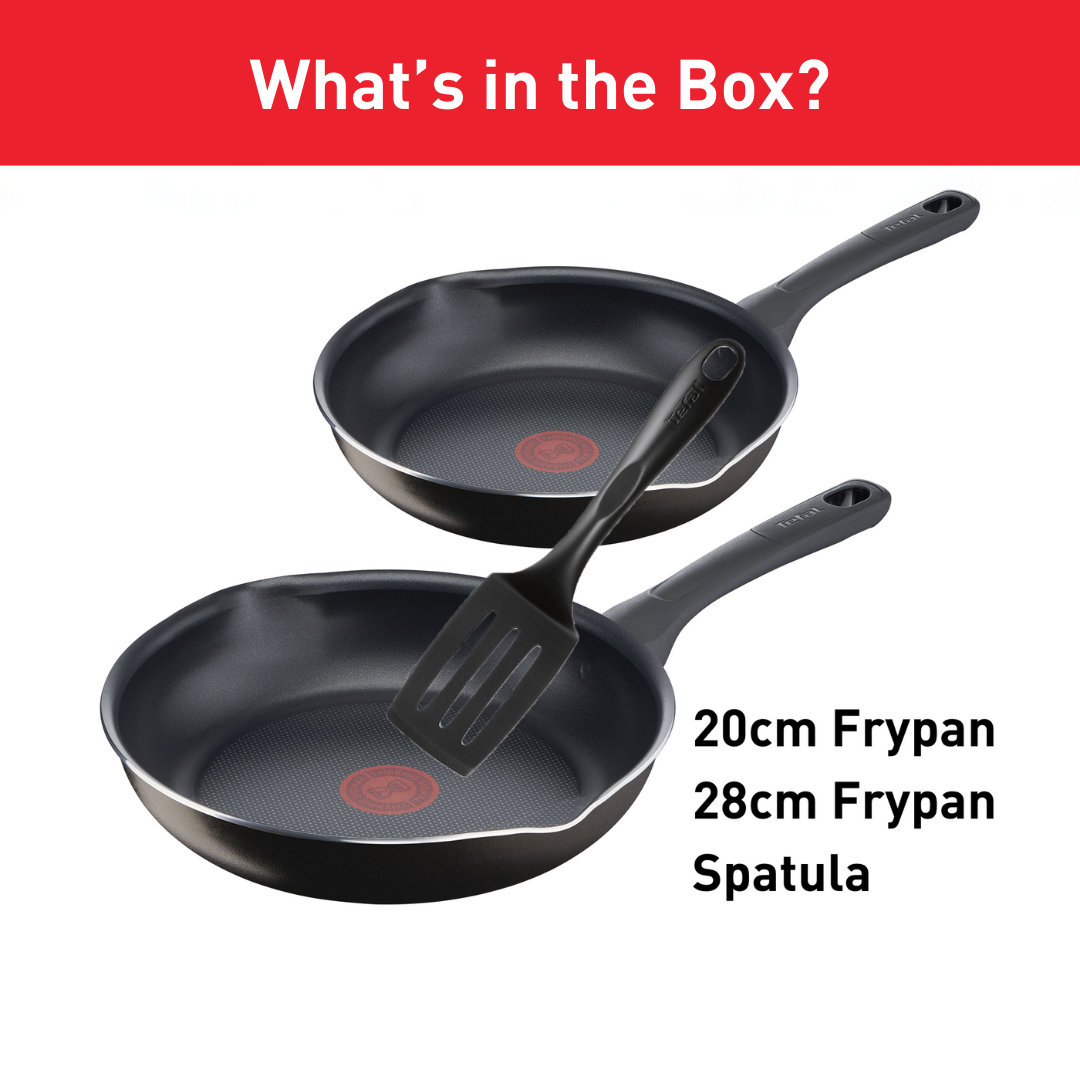 Tefal Day By Day Twin Pack Frypans 20/28cm + Utensil