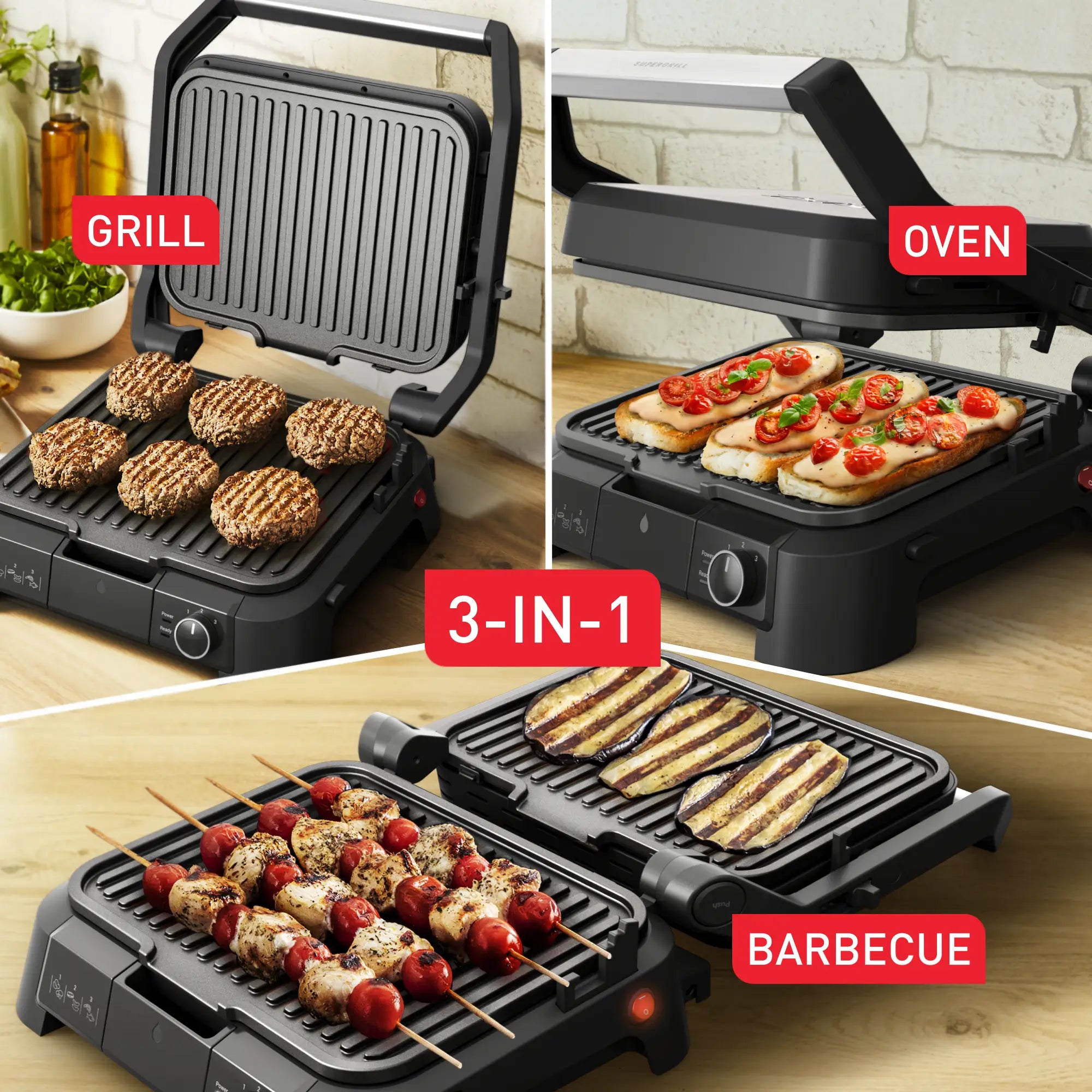 Tefal SuperGrill 3-in-1 Electric Grill Barbecue & Oven GC5108 multifunctional grill