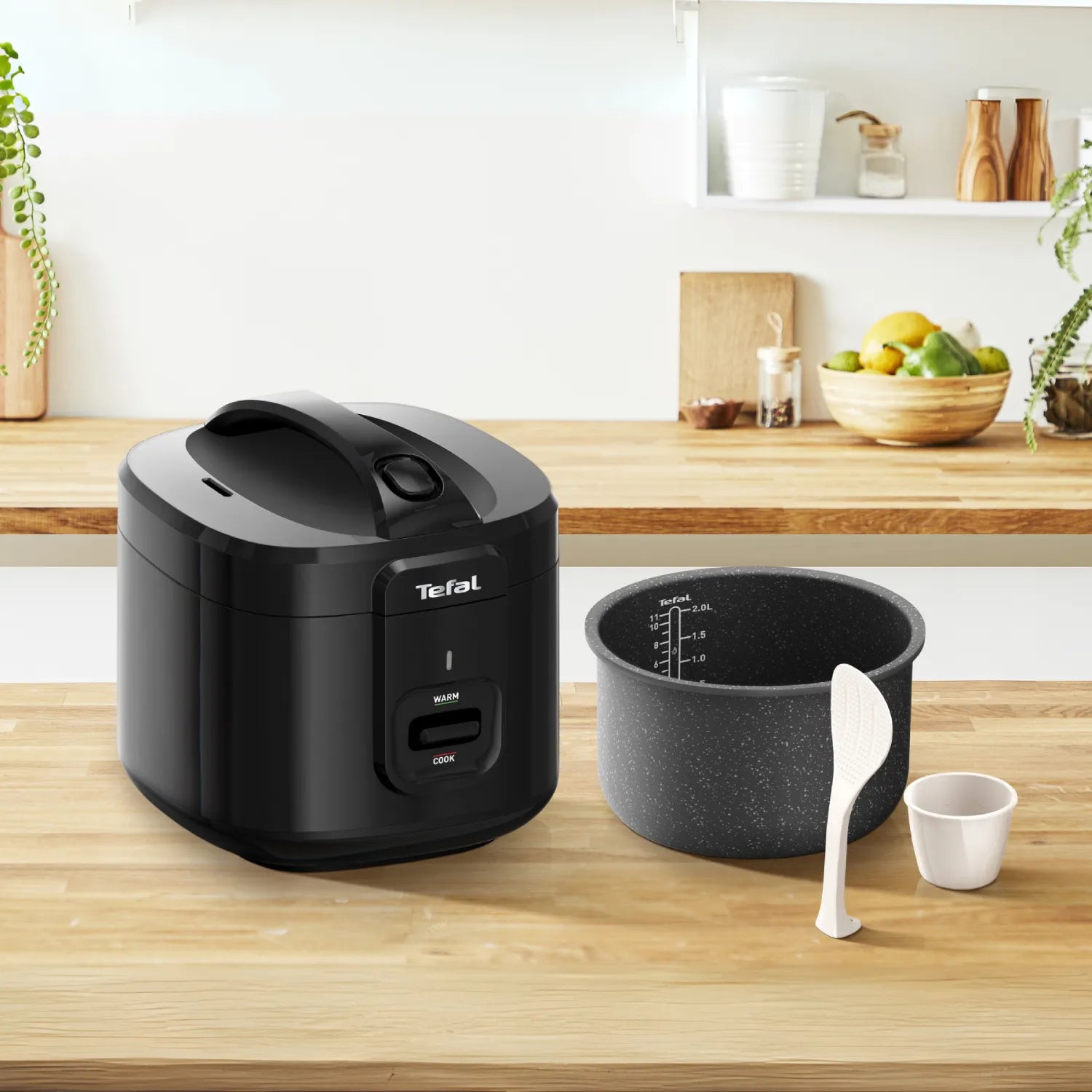 Tefal Everforce Rice Cooker 11 Cup Black RK3628 with accessories