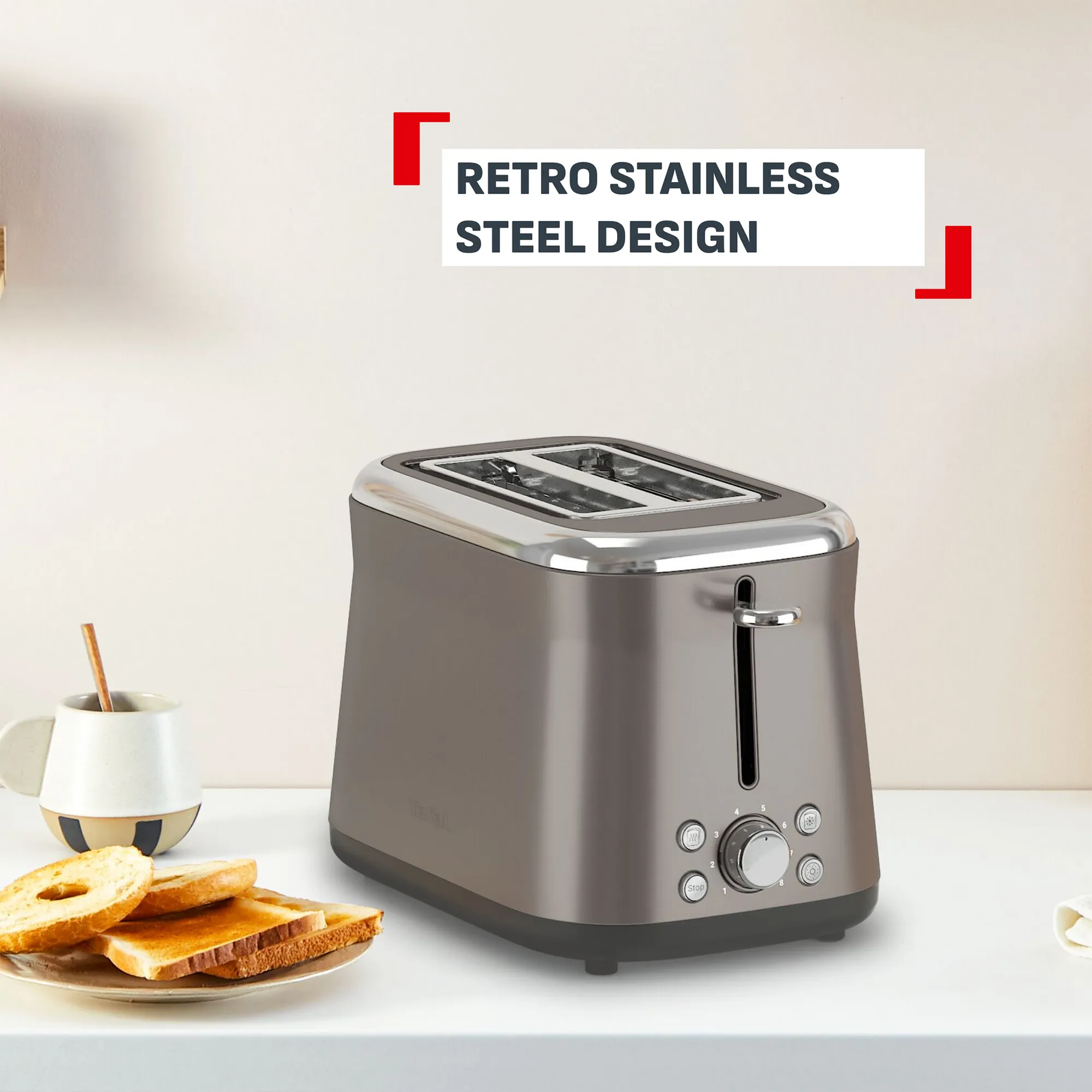Tefal Collection Toaster 2-slice Grey Pewter TT20E