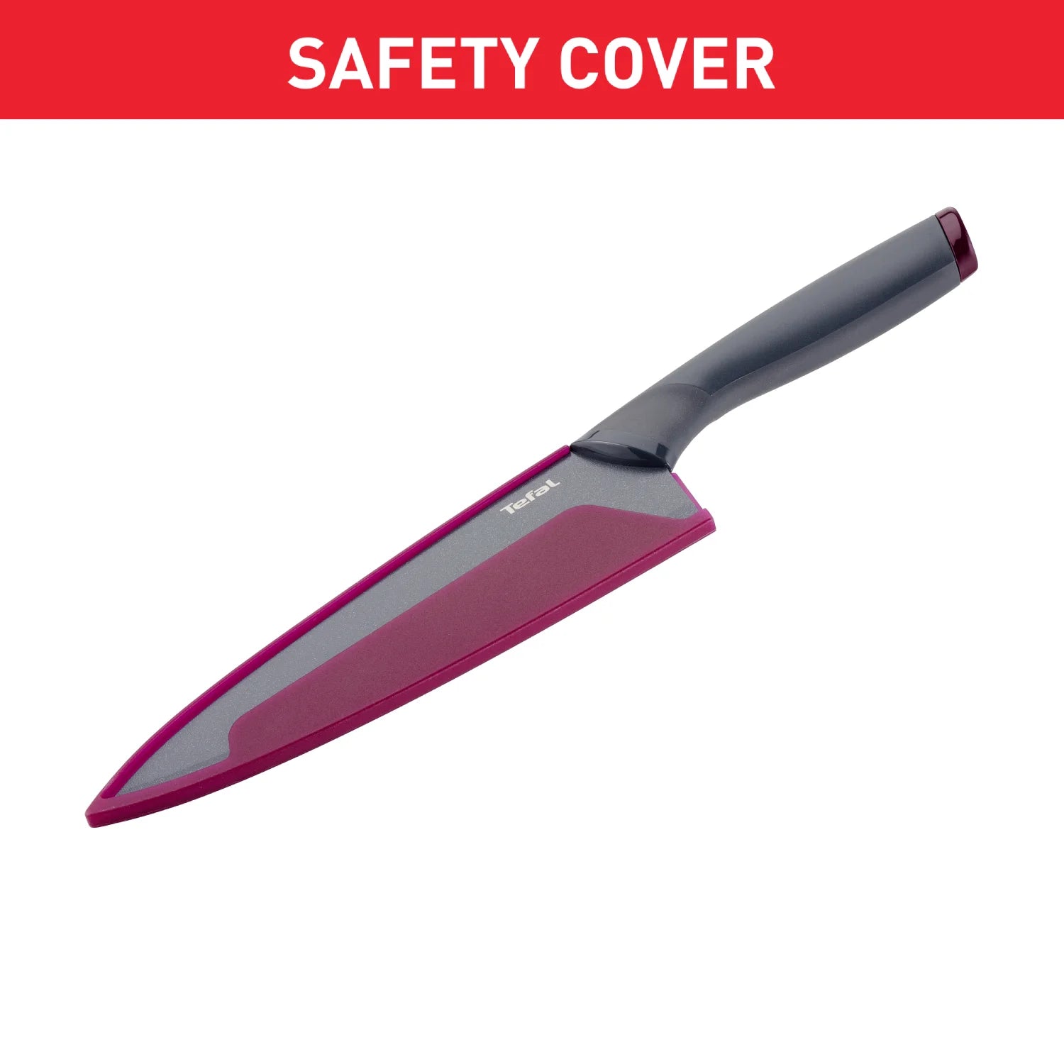 Tefal Fresh Kitchen Non-Stick Stainless Steel Chef's Knife 20cm K1220205 with safety cover