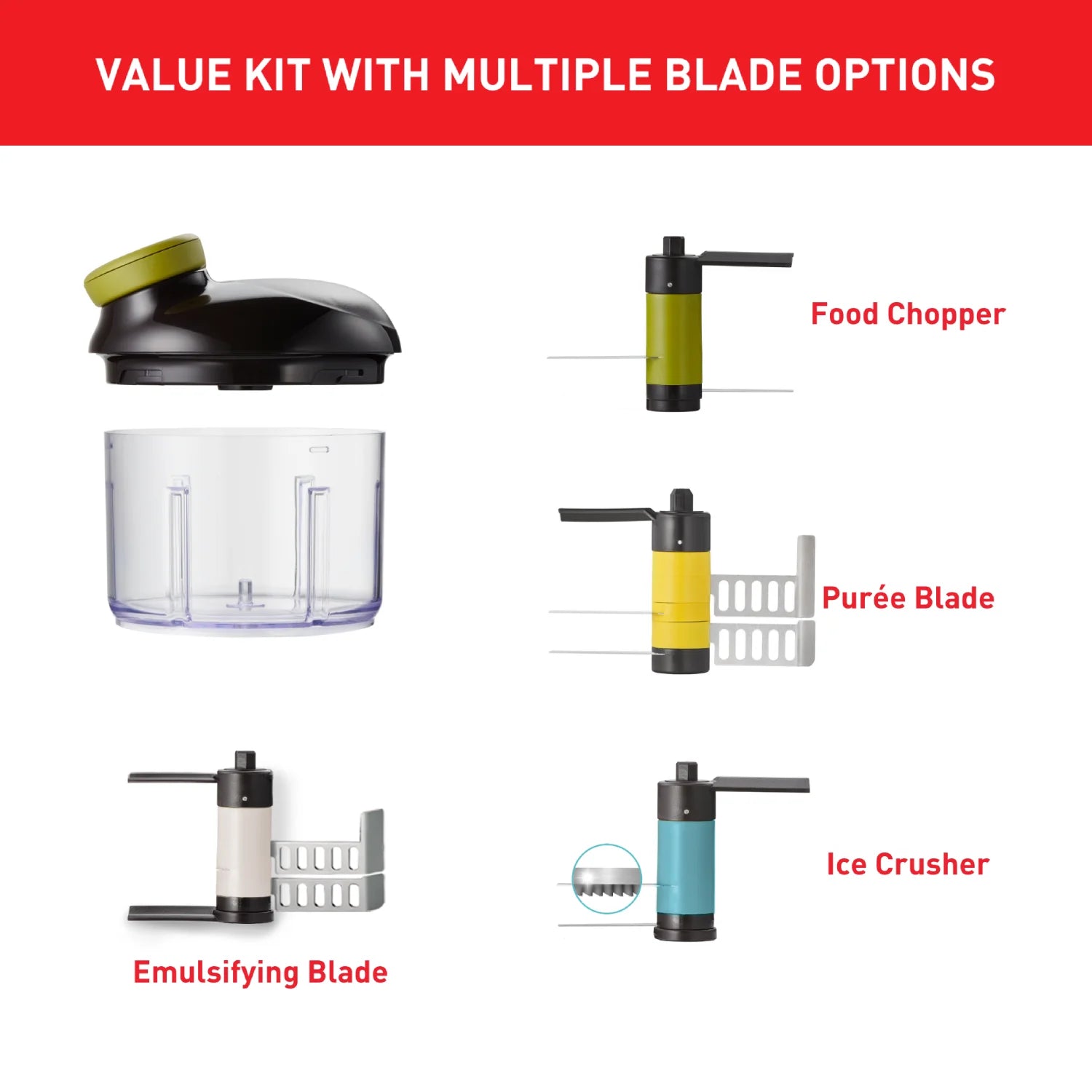 Tefal 5 Second Chopper 900ml Maxi Kit K1321044 value kit with multiple blade options