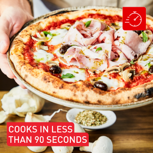 Tefal Pizza Pronto - Ready in less than 90 secondsEasily adjust the flame intensity and temperature for perfectly cooked pizza in less than 90 seconds.