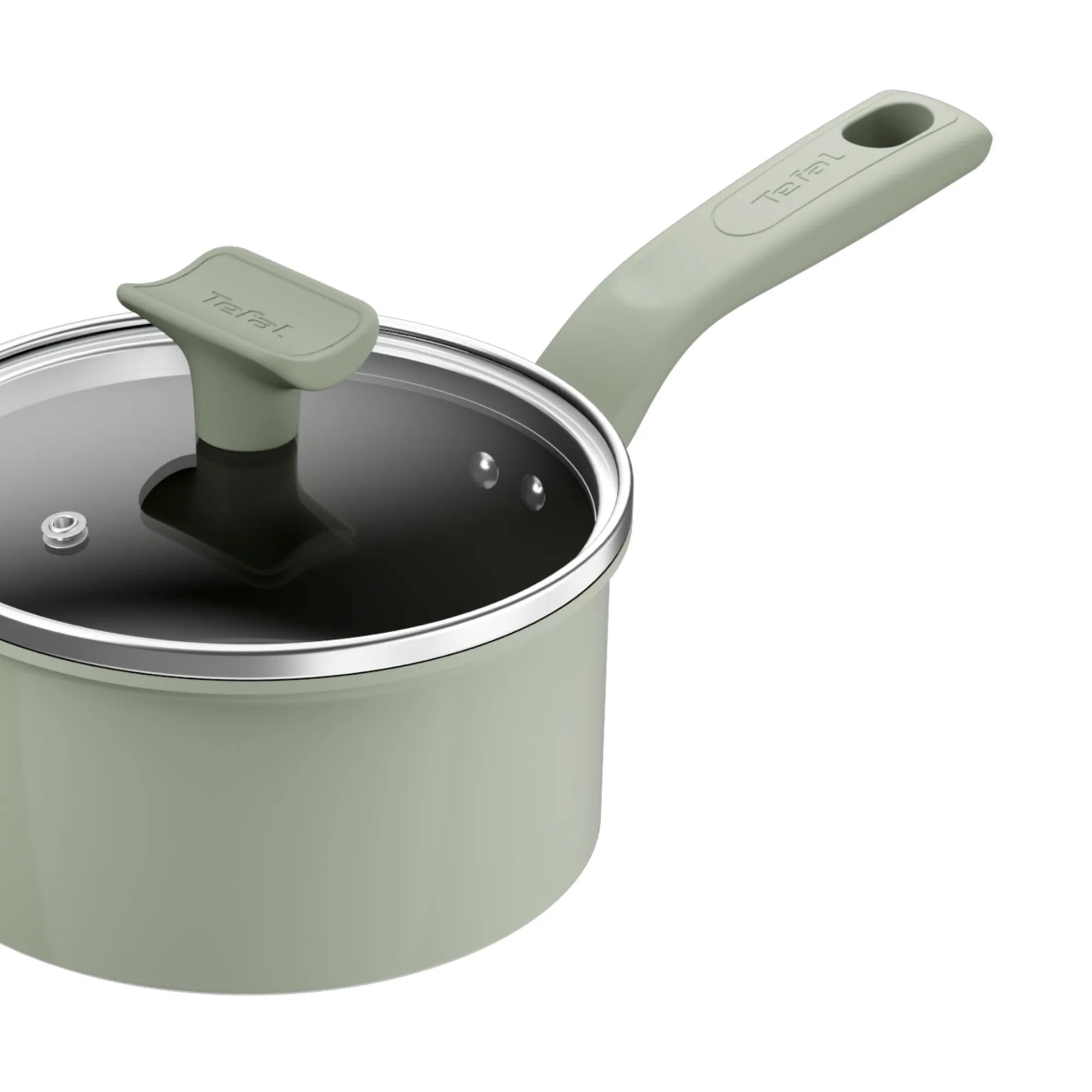 Tefal Vivaceram Induction Ceramic Green Lichen 5pc Set with glass lid