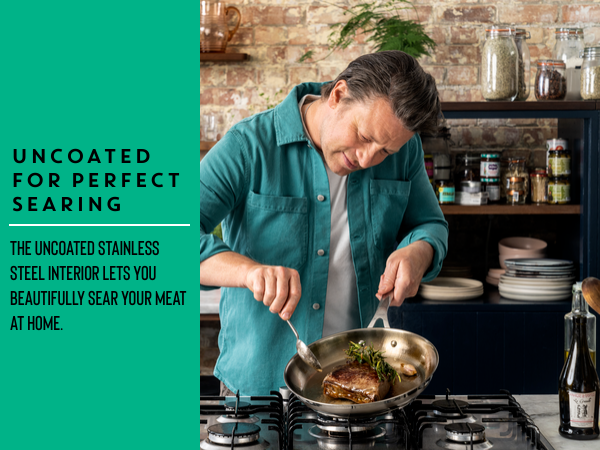 Jamie Oliver by Tefal Cook Smart Induction Stainless Steel Uncoated Frypan 28cm