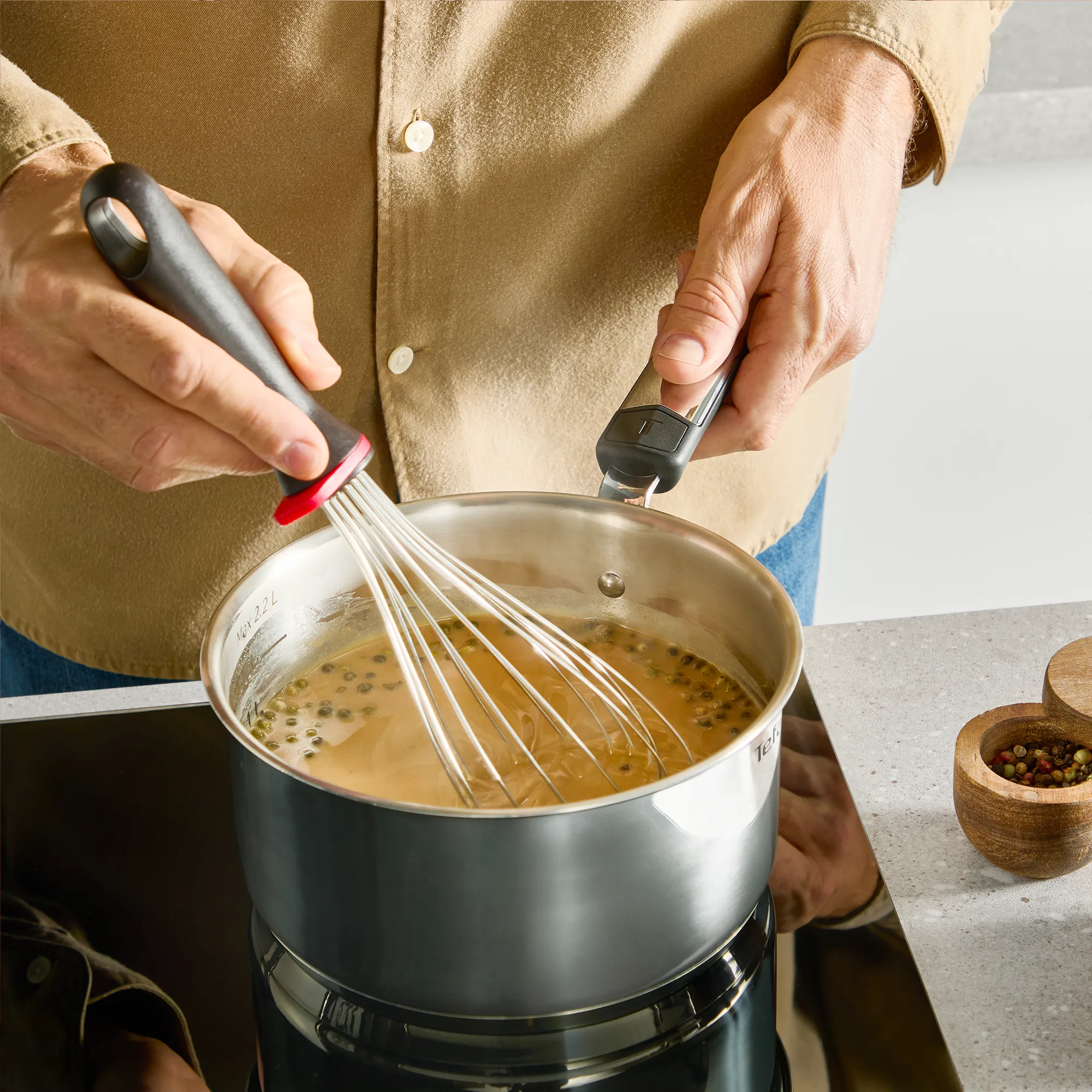 Tefal Space+ Emotion+ Induction Stainless Steel Uncoated Saucepan 16cm + Lid