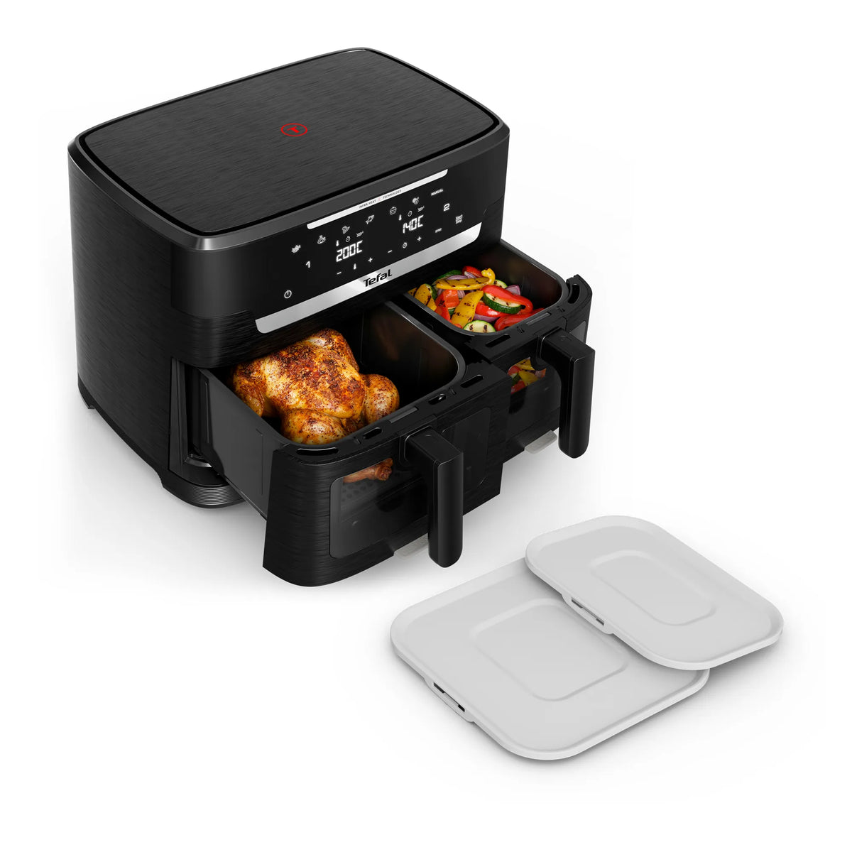 Tefal Ever Fry Infra Heat Dual 11L Detachable Front Air Fryer EY9488 with two storage lids