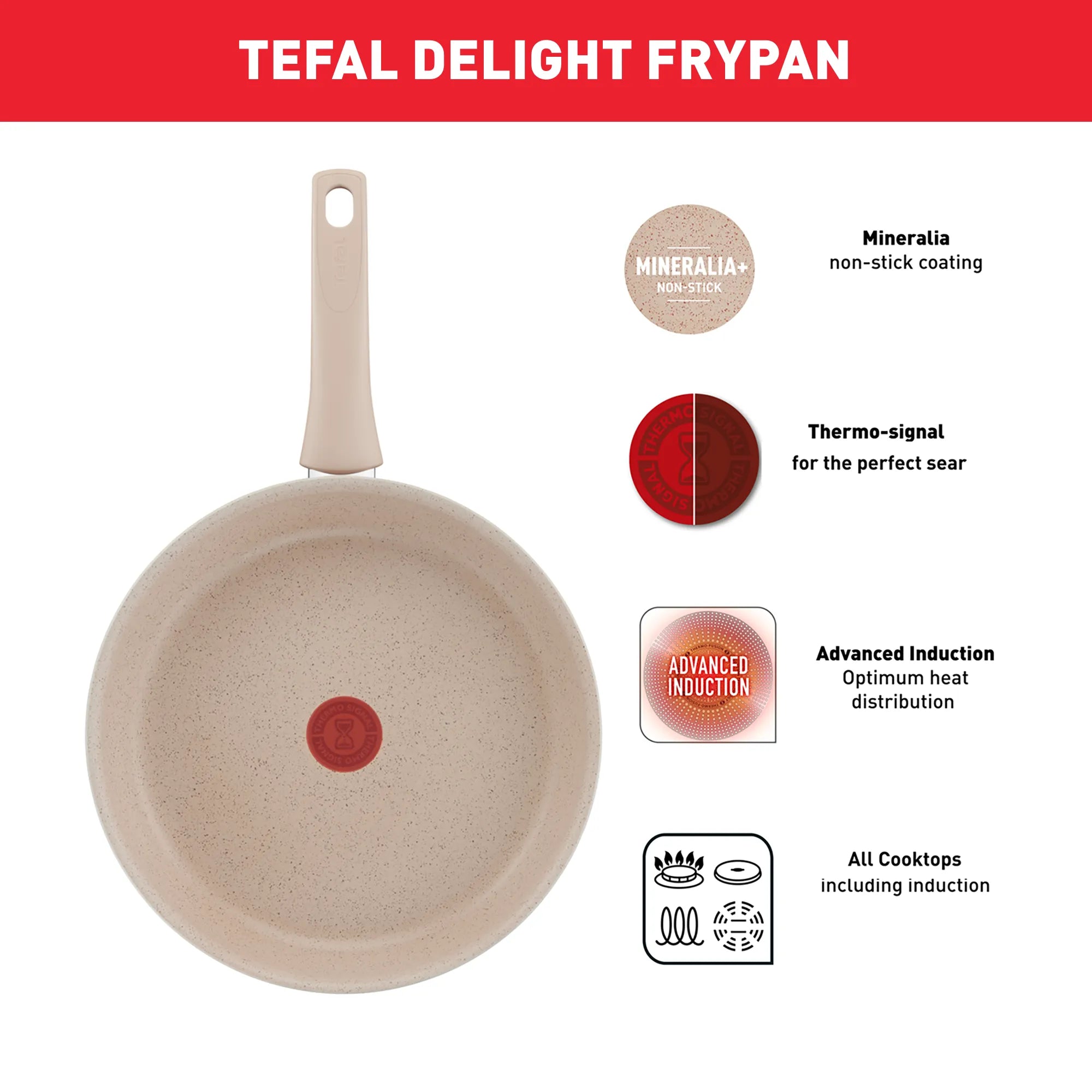 Tefal Delight Induction Mineralia Non-Stick Frypan 28cm features