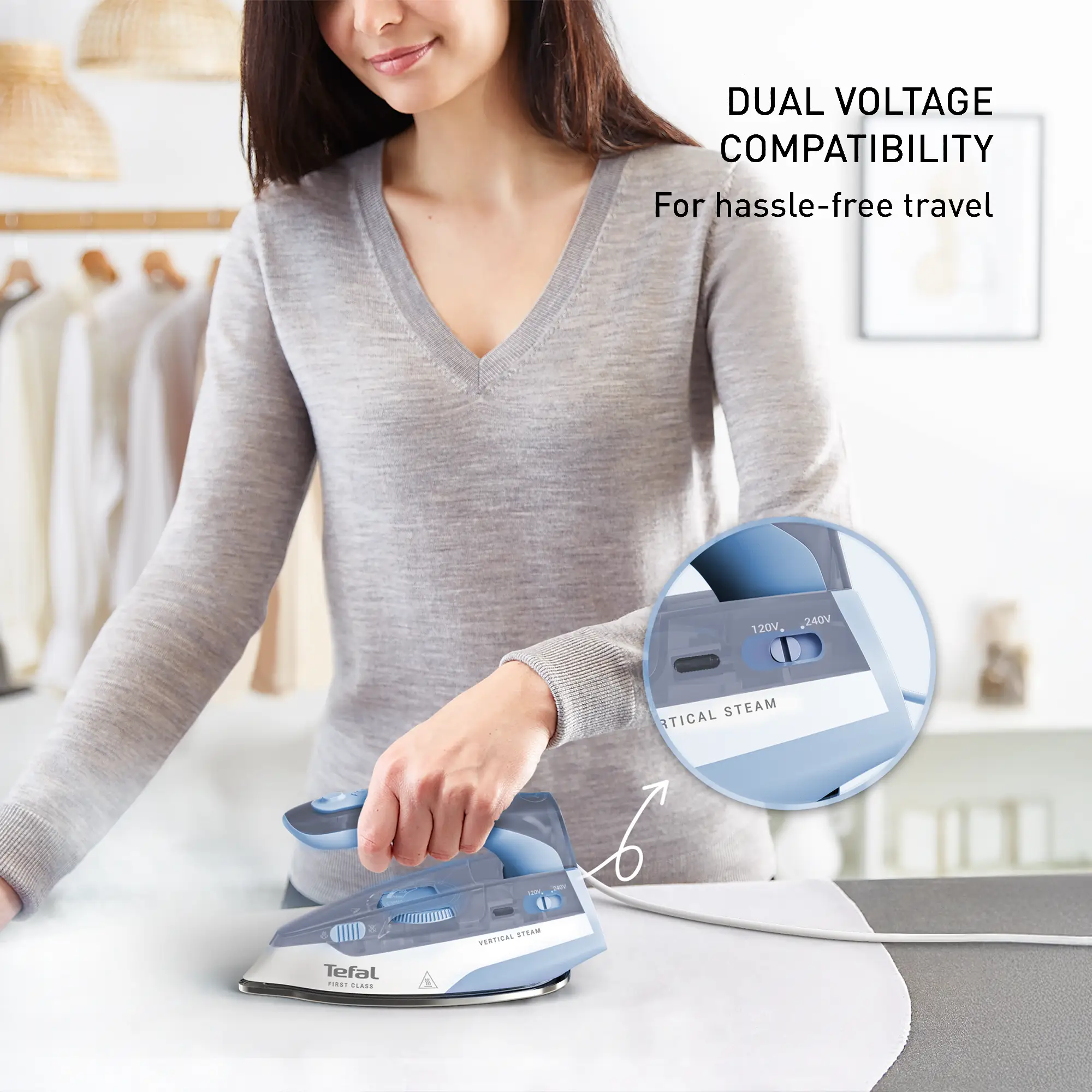 Tefal First Class Travel Iron DB1610 with dual voltage compatability