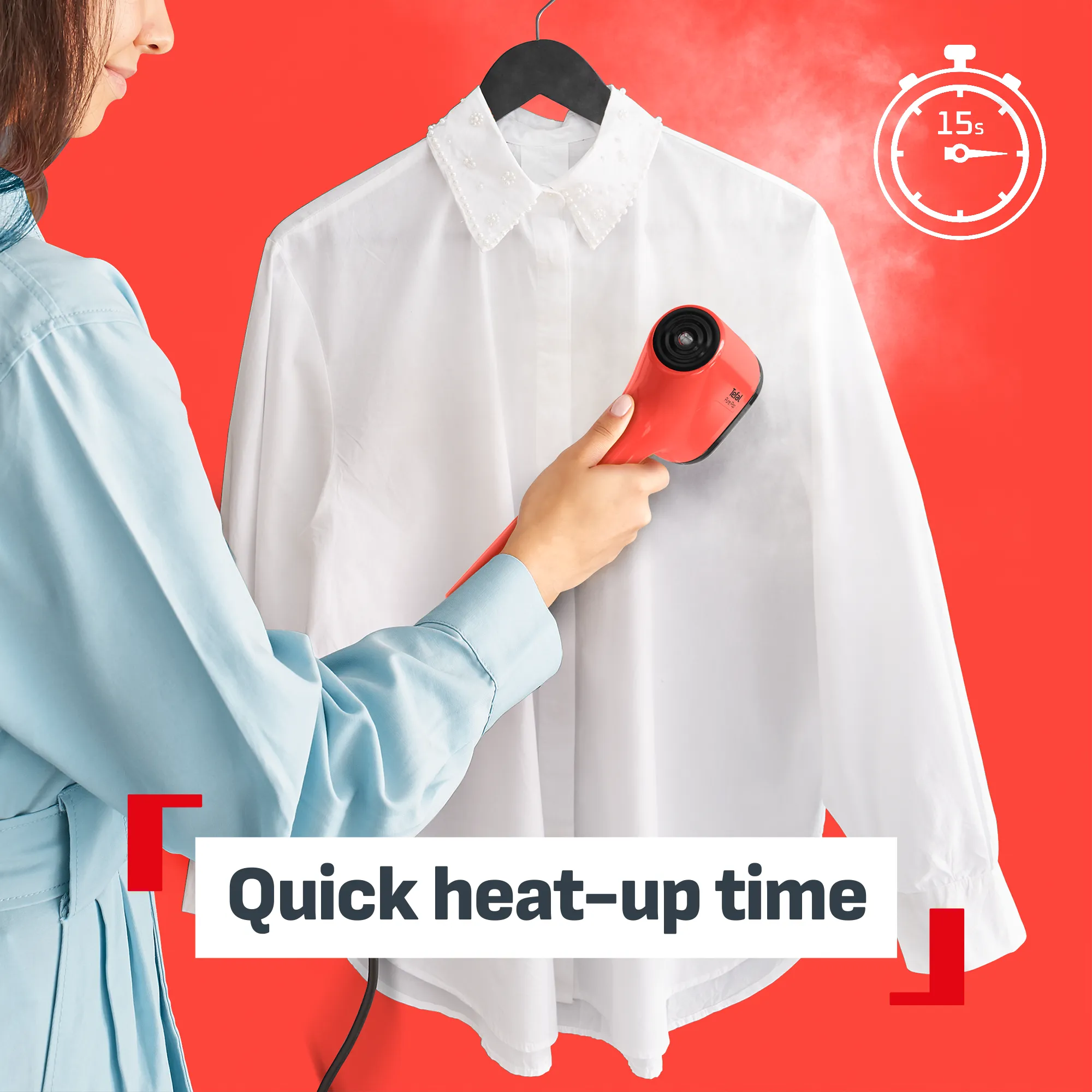 Tefal Pure Pop Handheld Garment Steamer DT2028 - Red