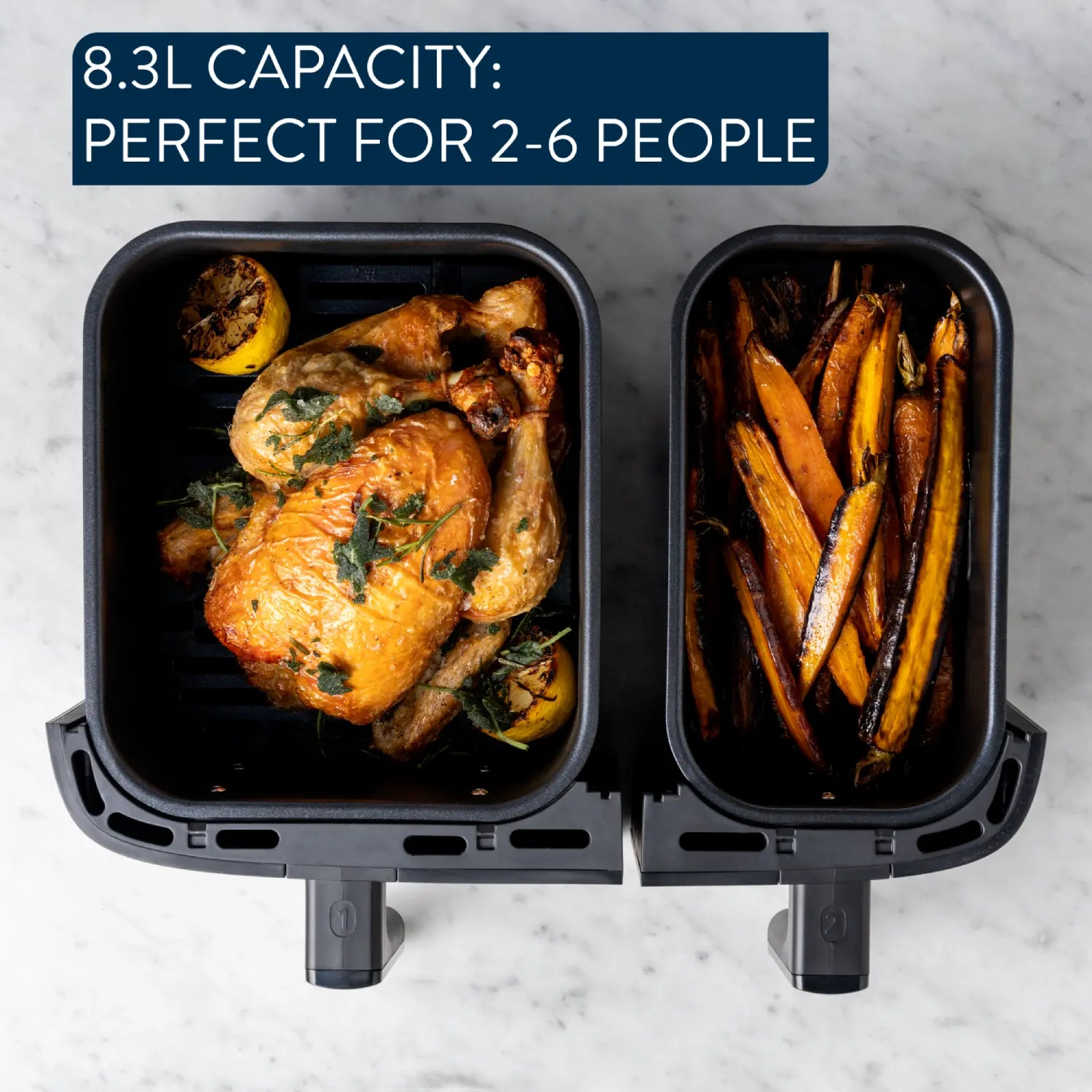 Jamie Oliver by Tefal Dual Drawer Air Fryer 8.3L capacity for 2-6 people