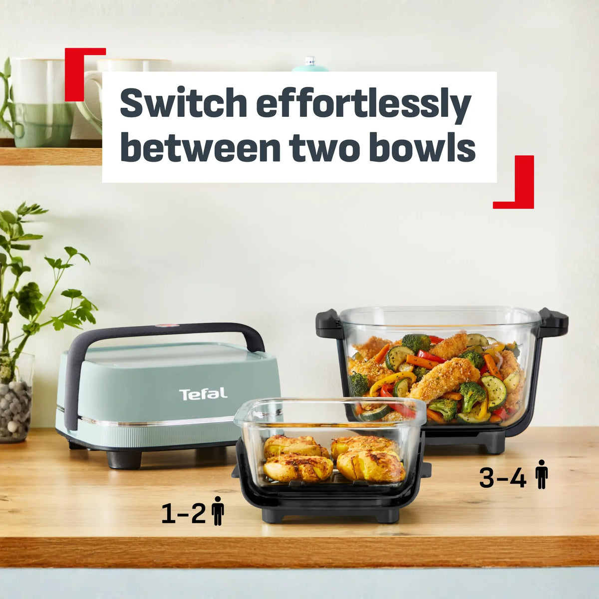 Tefal Crisp & Go Portable Glass Air Fryer Eucalyptus FB7014