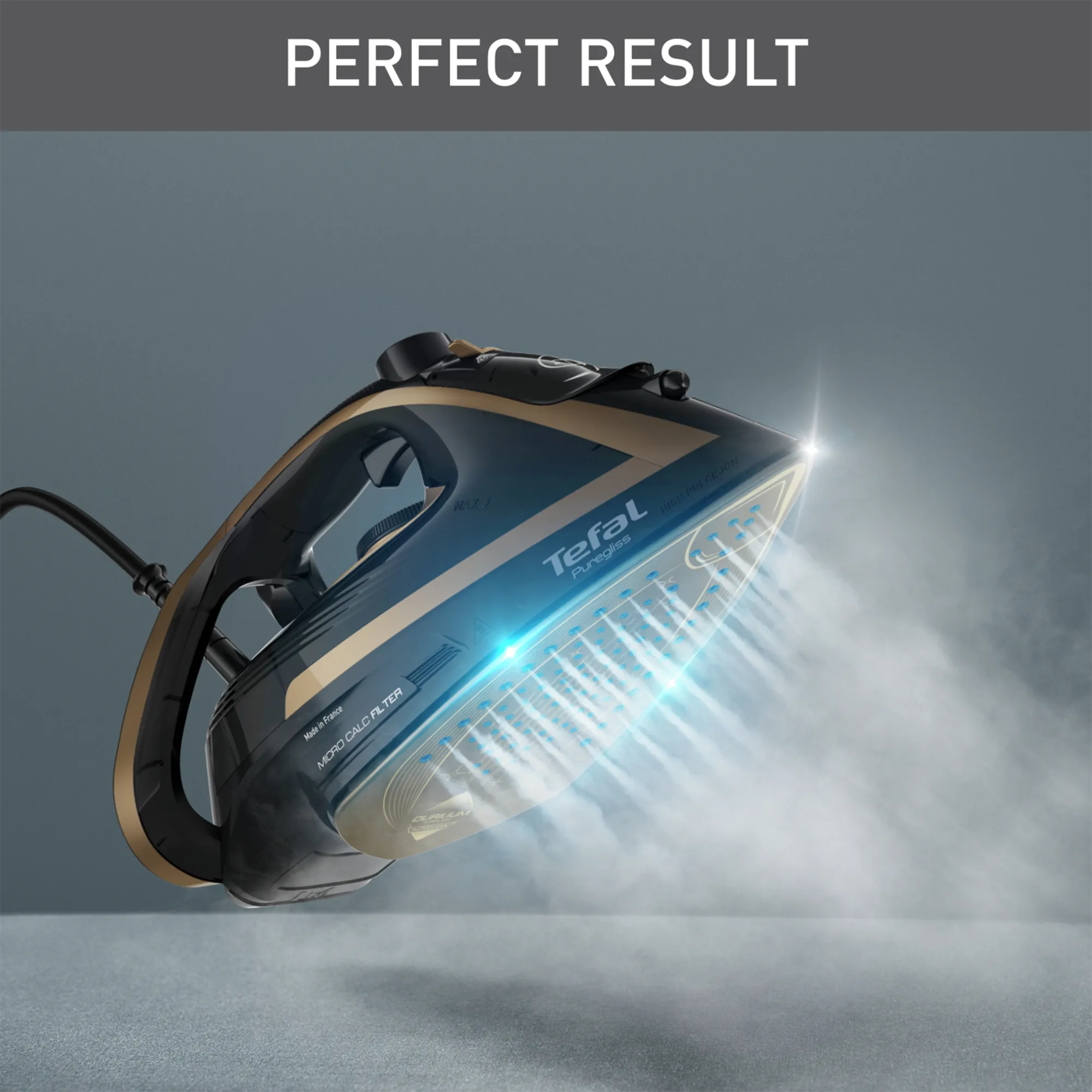 Tefal Puregliss Anti-Calc Copper & Black Steam Iron FV8064 steam boost