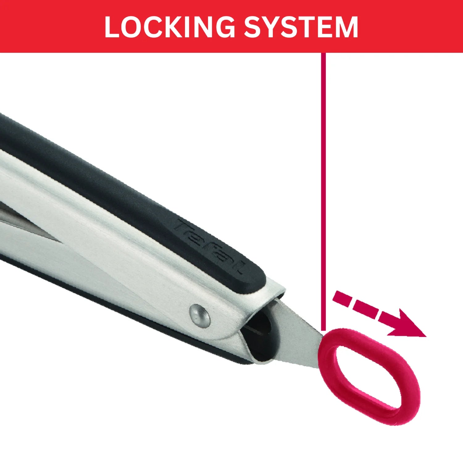 Tefal Ingenio Stainless Steel Nylon Tipped Tongs K1182004 with locking system