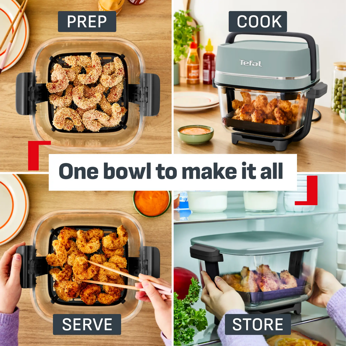 Tefal Crisp & Go Portable Glass Air Fryer Eucalyptus FB7014