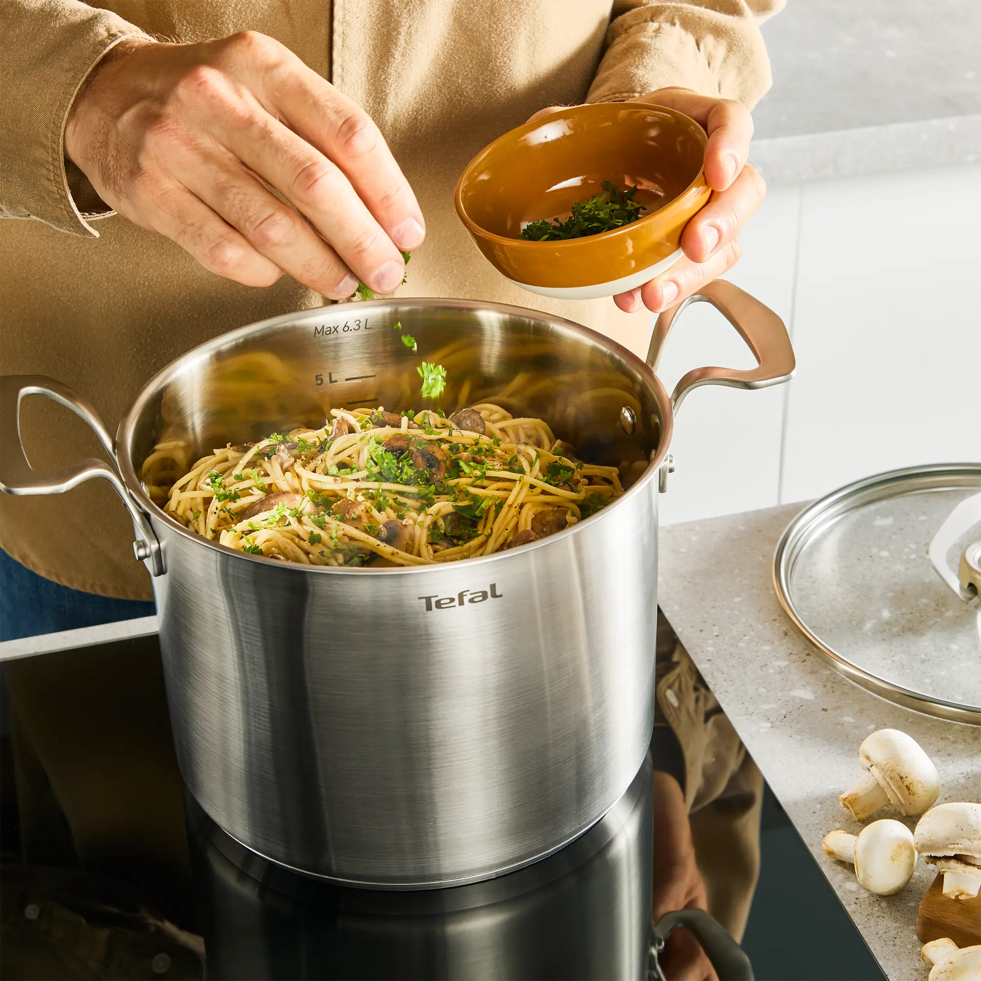 Tefal Space+ Extreme Induction Stainless Steel Pasta Pot 22cm + Lid