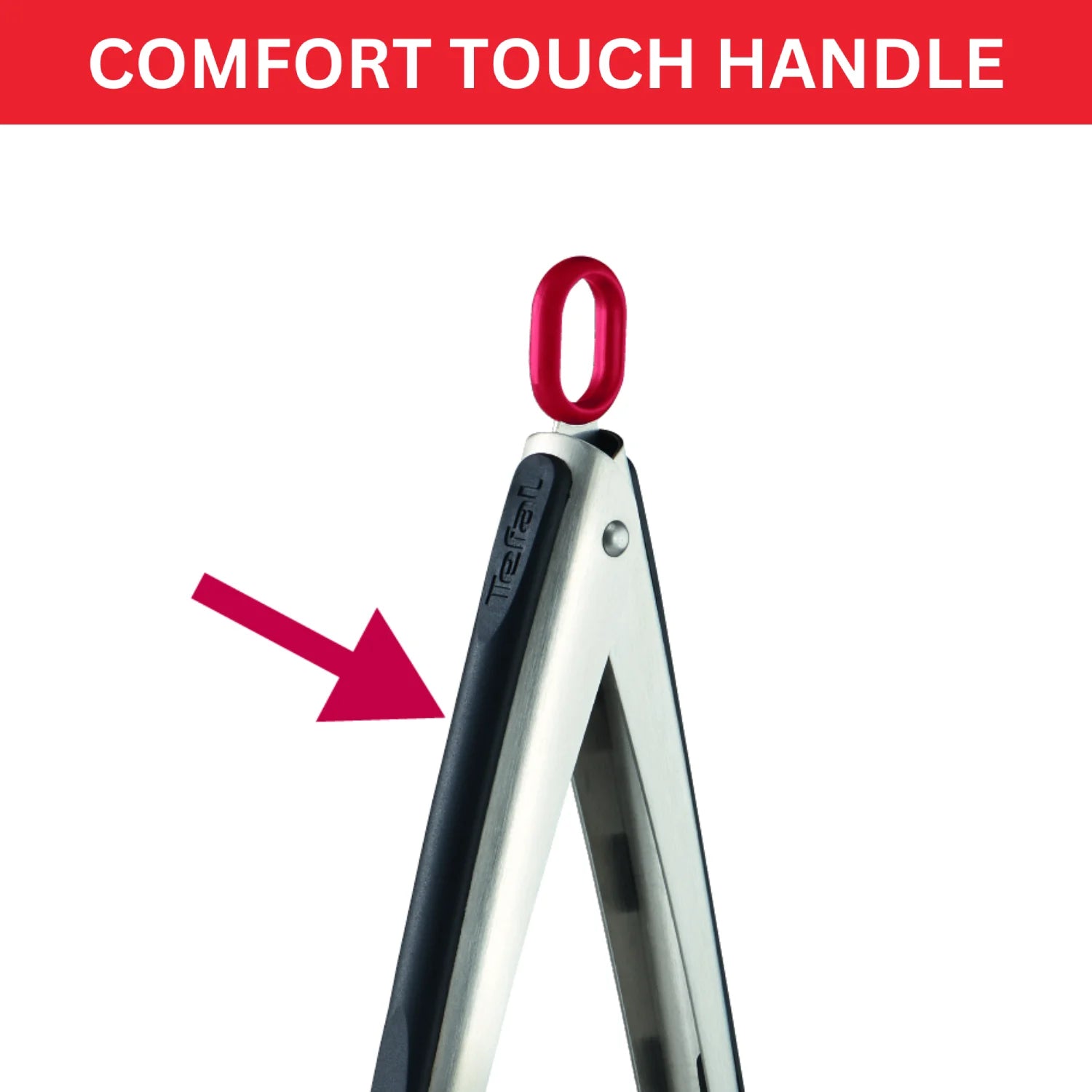 Tefal Ingenio Stainless Steel Nylon Tipped Tongs K1182004 with comfort touch handle