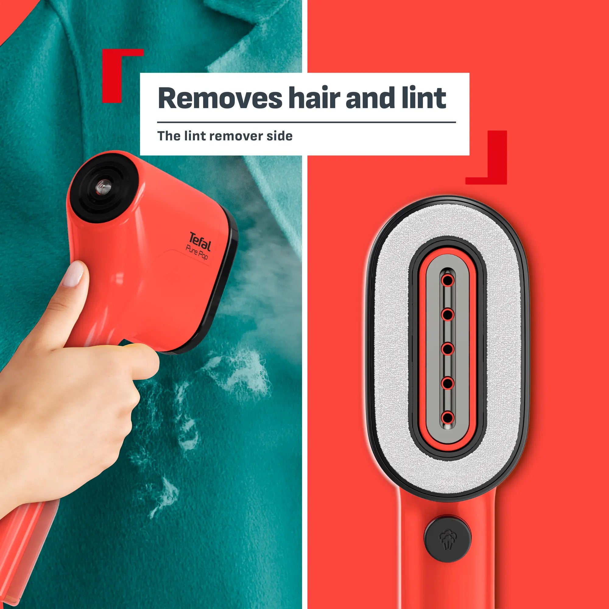 Tefal Pure Pop Handheld Garment Steamer DT2028 - Red