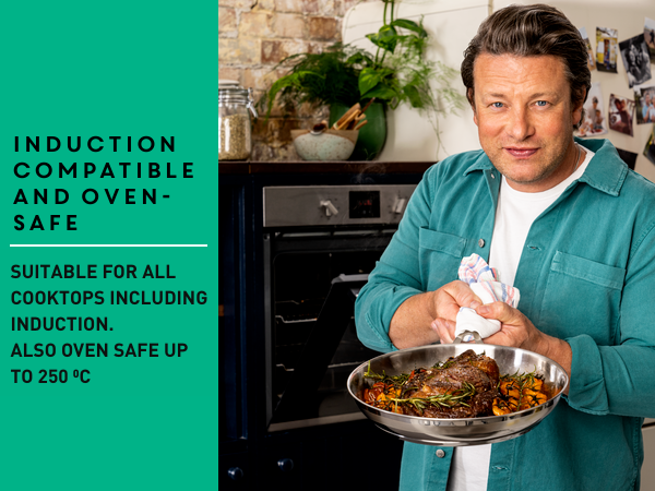 Jamie Oliver by Tefal Cook Smart Induction Stainless Steel Uncoated Frypan 28cm