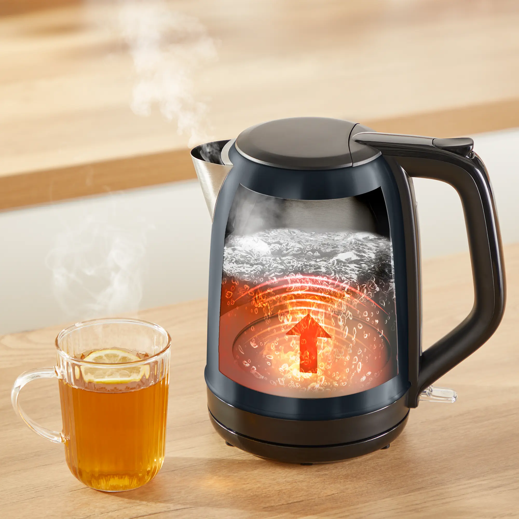 Tefal Subito Black Stainless Steel Toaster & Kettle Breakfast Set 2400W fast boil