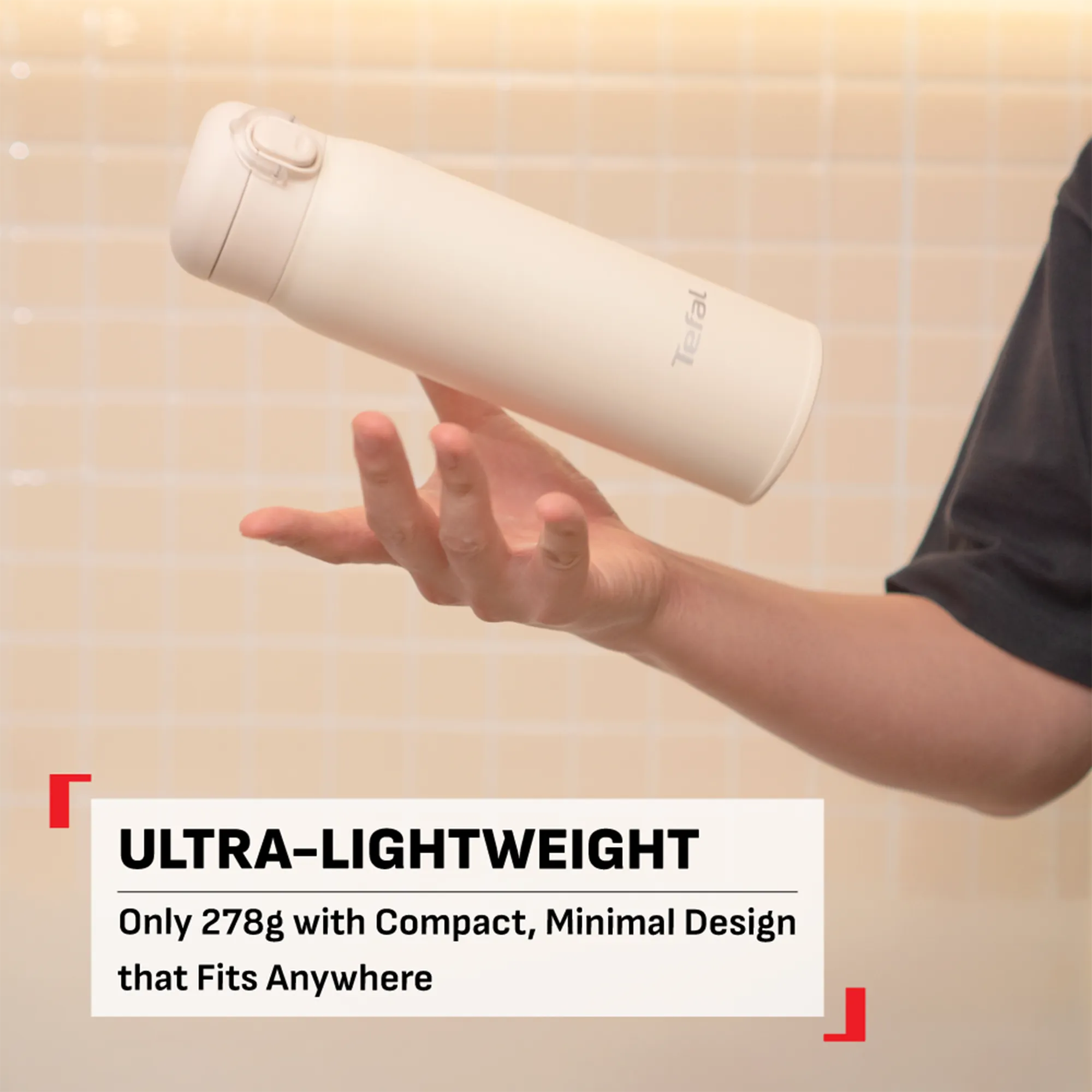 Tefal Easy to Go Stainless Steel Drink Bottle 500ml ultra lightweight at only 278g