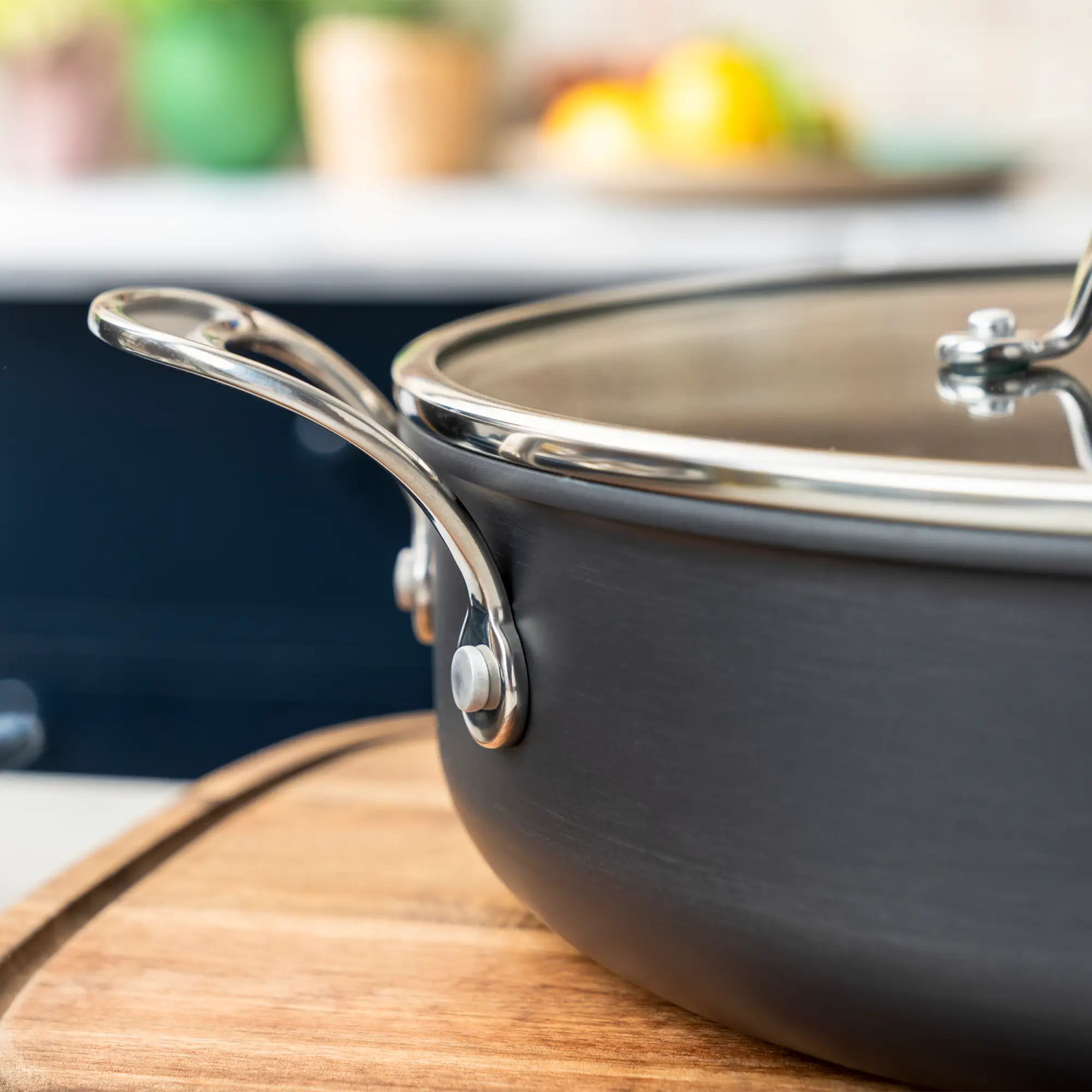 Jamie Oliver by Tefal Cooks Classic Induction Non-Stick Hard Anodised All-In-One Pan 30cm + Lid with riveted handle