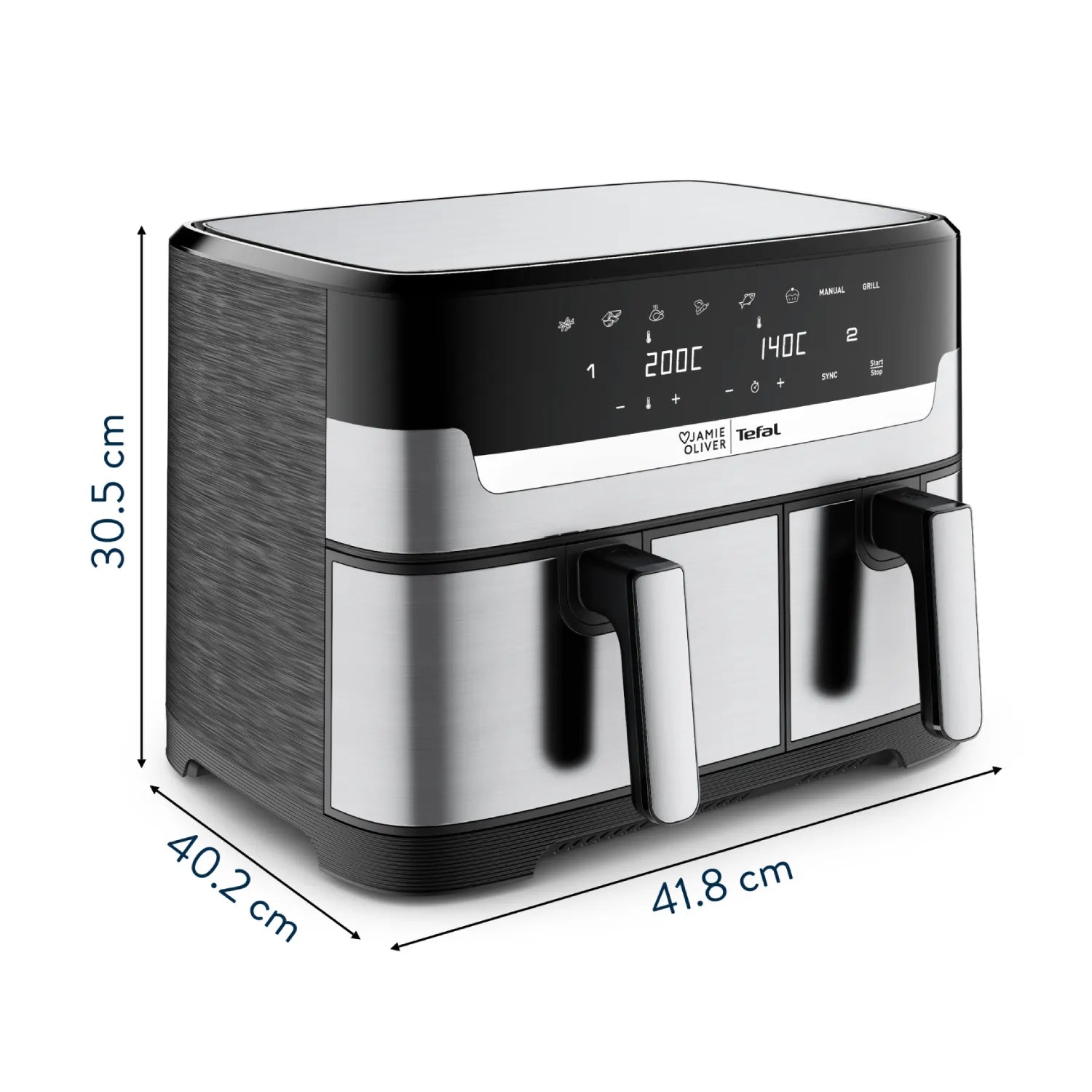 Jamie Oliver by Tefal Dual Drawer Air Fryer 8.3L dimensions
