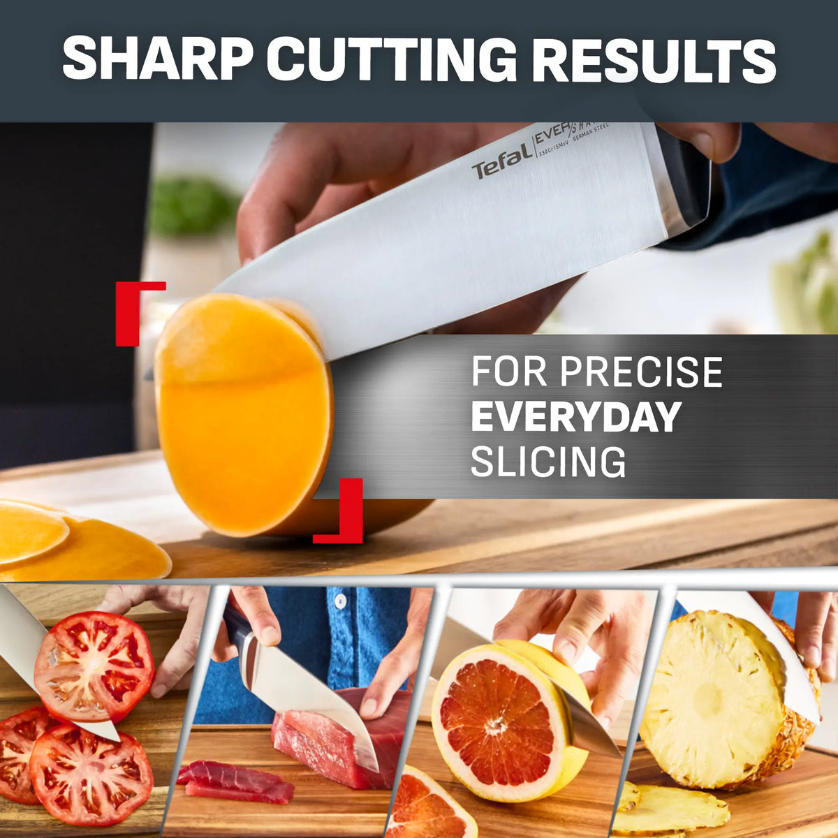 Tefal Eversharp Pro Knife Block 6pc Set + Block with Integrated Sharpener