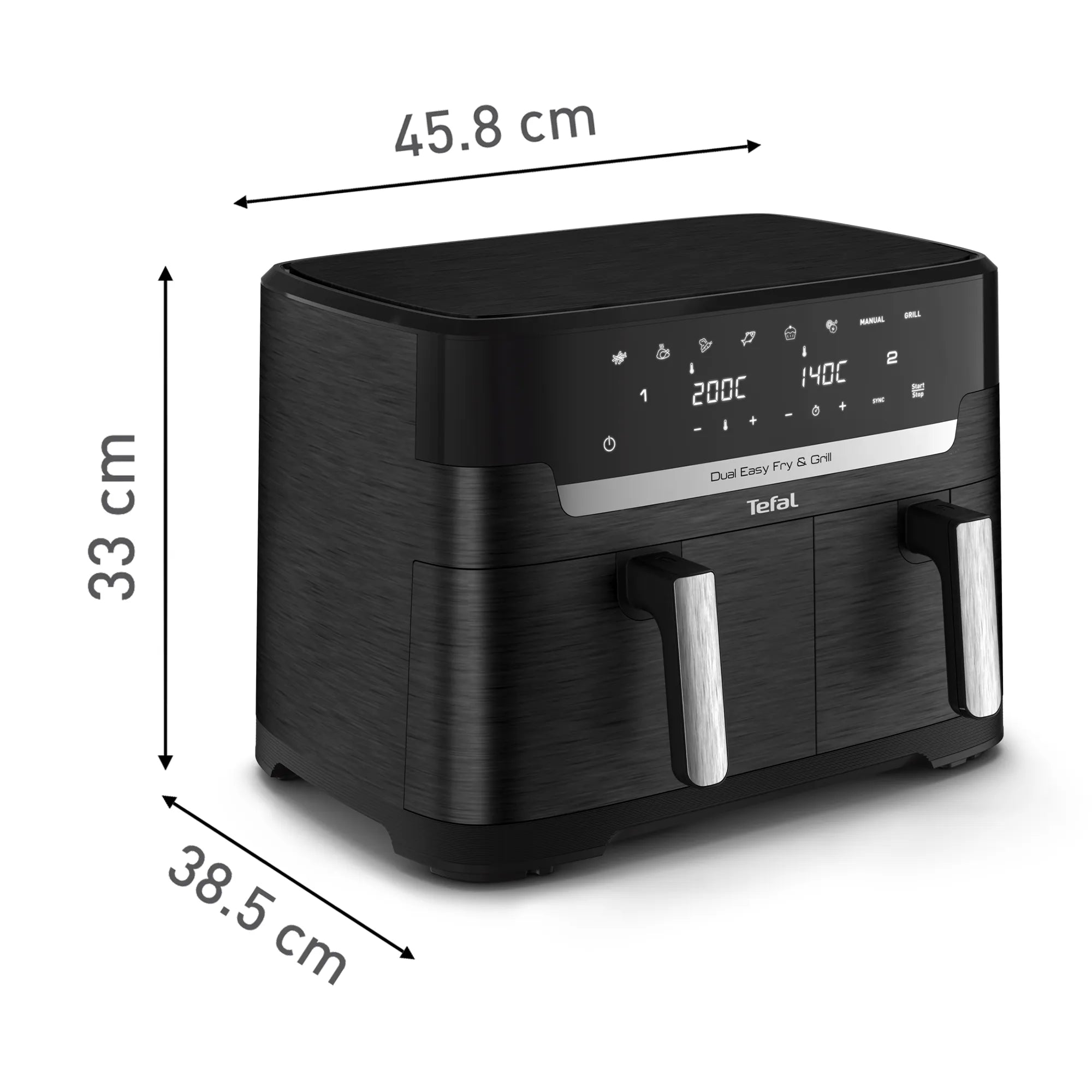 Tefal Dual Easy Fry & Grill 11L Air Fryer EY9458 Dimensions