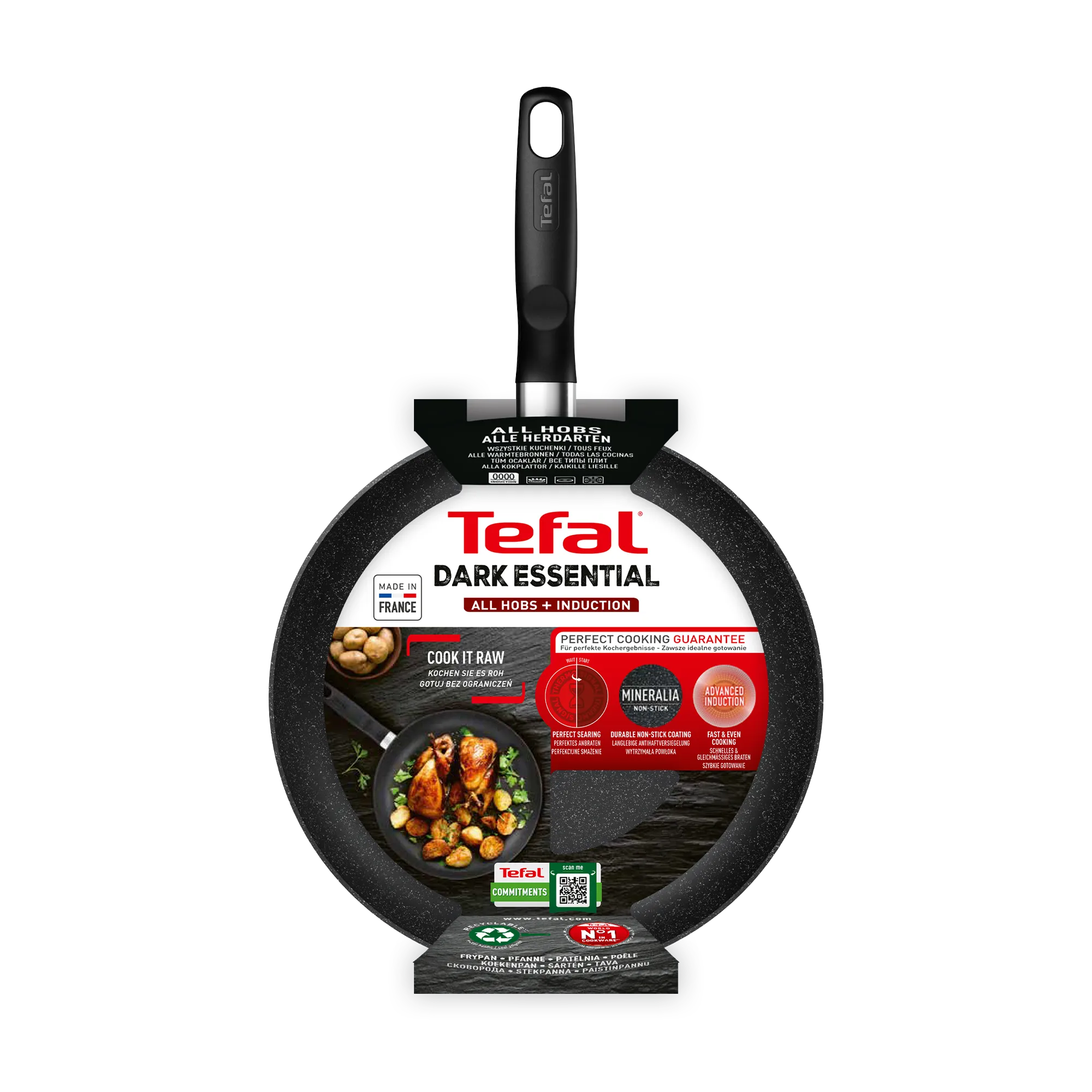 Tefal Dark Essential Mineralia+ Non Stick Frypan 28cm packaging