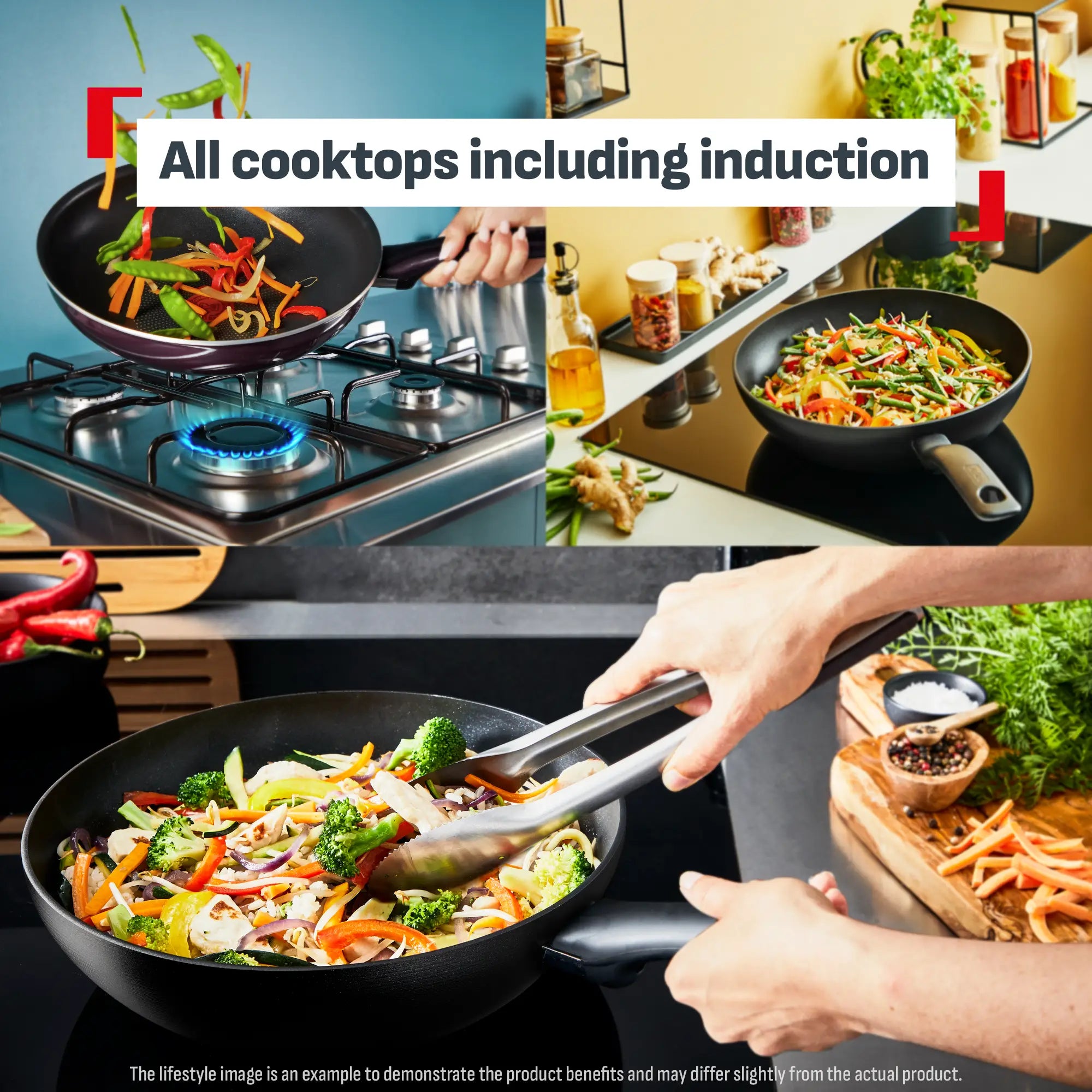 Tefal Halo Induction Non-Stick Eucalyptus Frypan 20cm