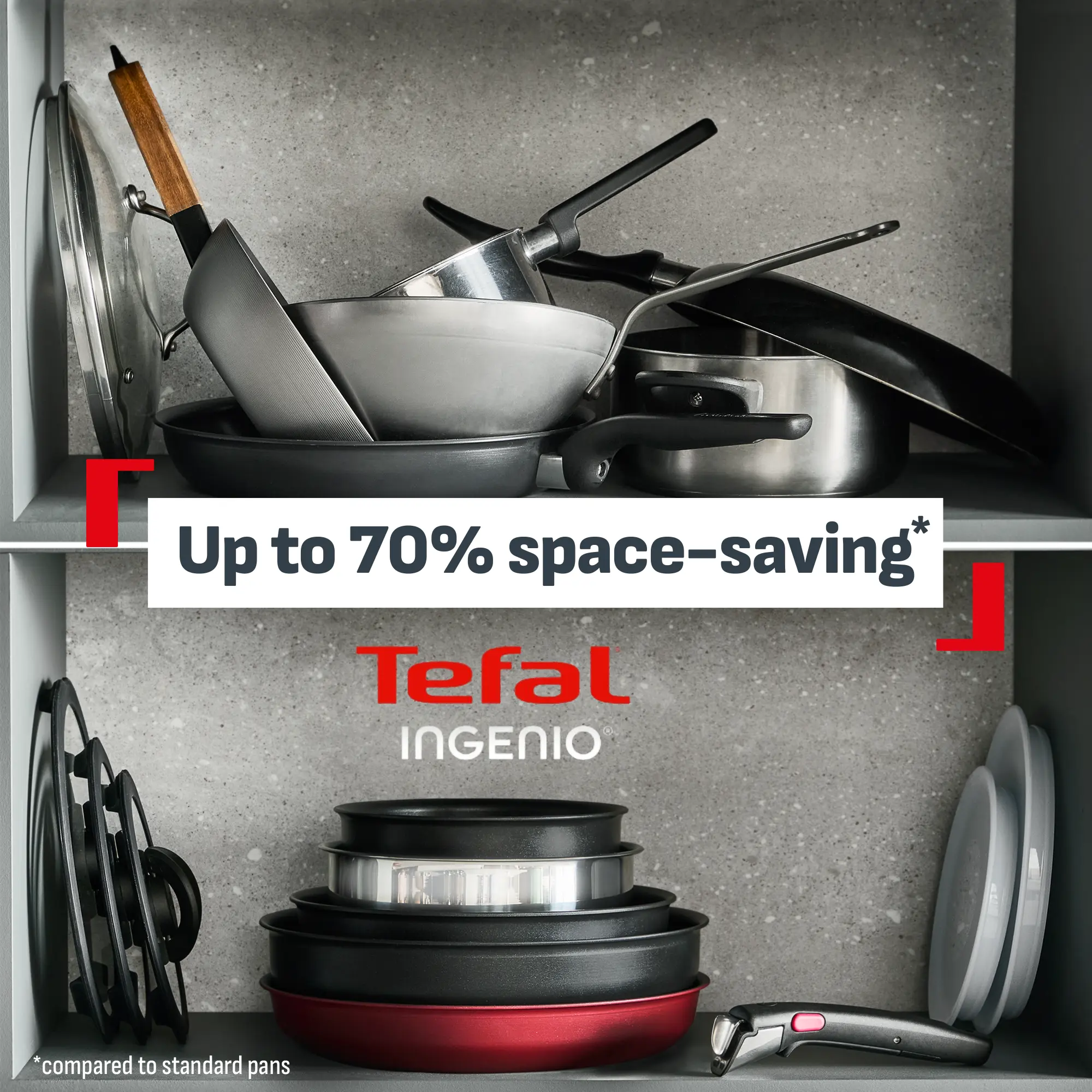 Tefal Ingenio Excellence Fusion Induction Non-Stick Set with up to 70% space saving