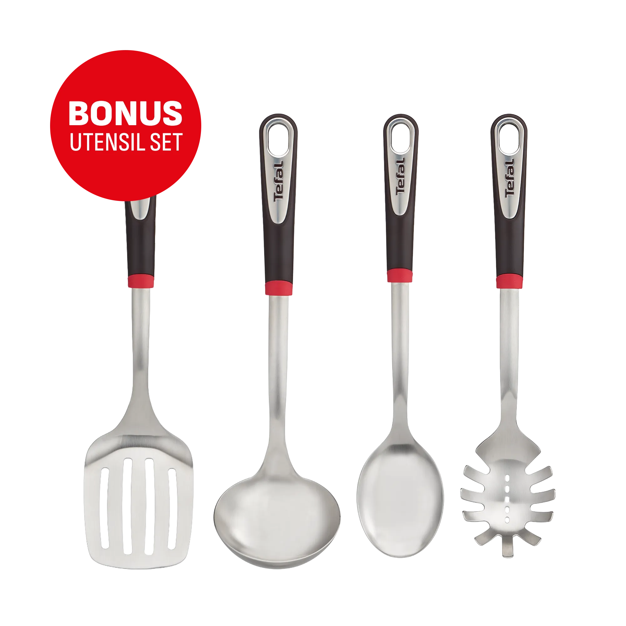 Tefal Ingenio Excellence Fusion Induction Non-Stick 3pc Set + BONUS Stainless Steel Utensil Set