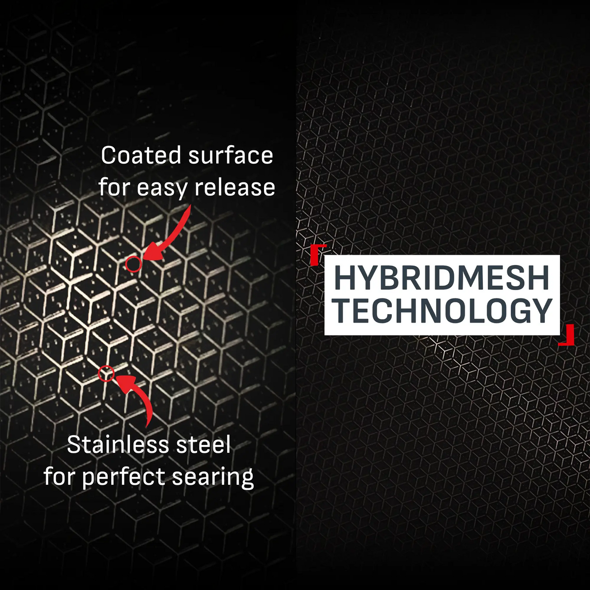 Tefal Master Induction Stainless Steel Ceramic Hybrid Mesh Frypan with coated surface for easy release and stainless searing for perfect searing