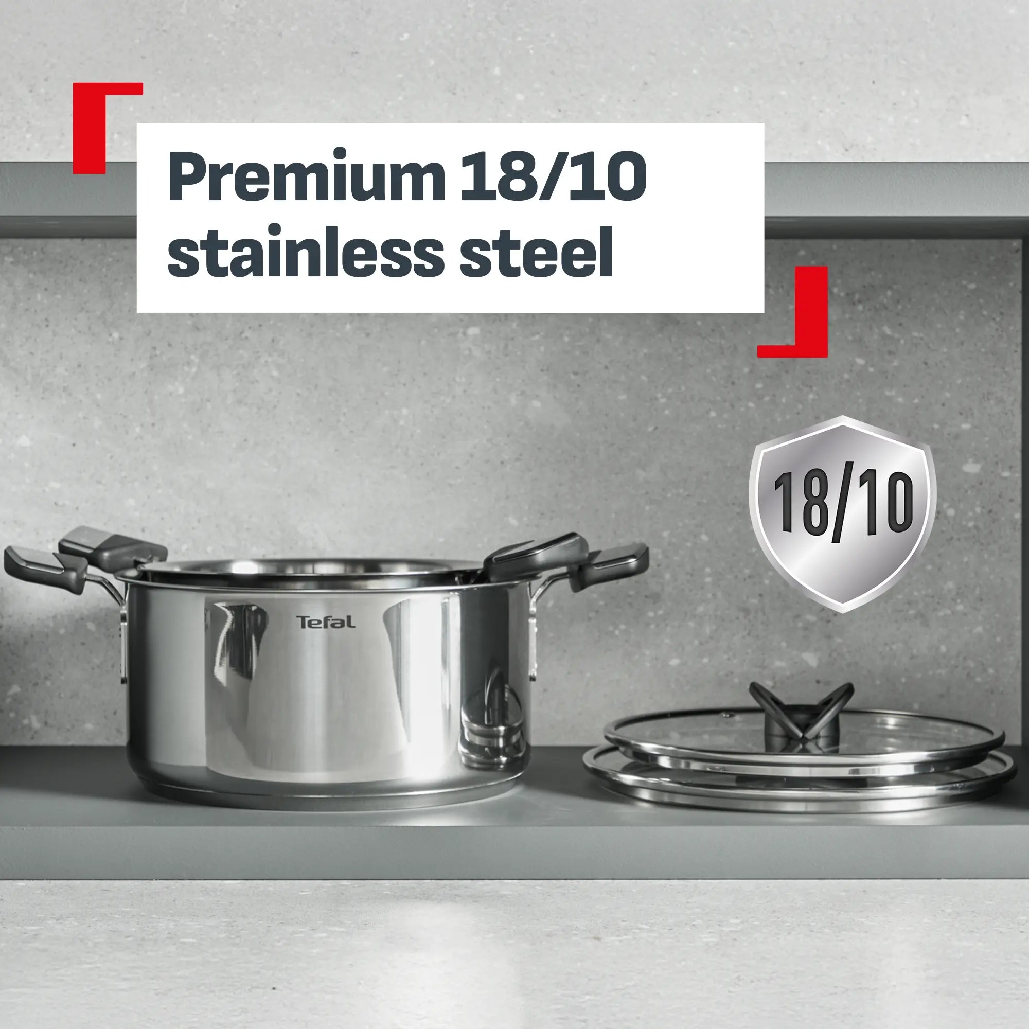 Tefal Space+ Emotion+ Induction Stainless Steel Uncoated Stewpot 24cm + Lid